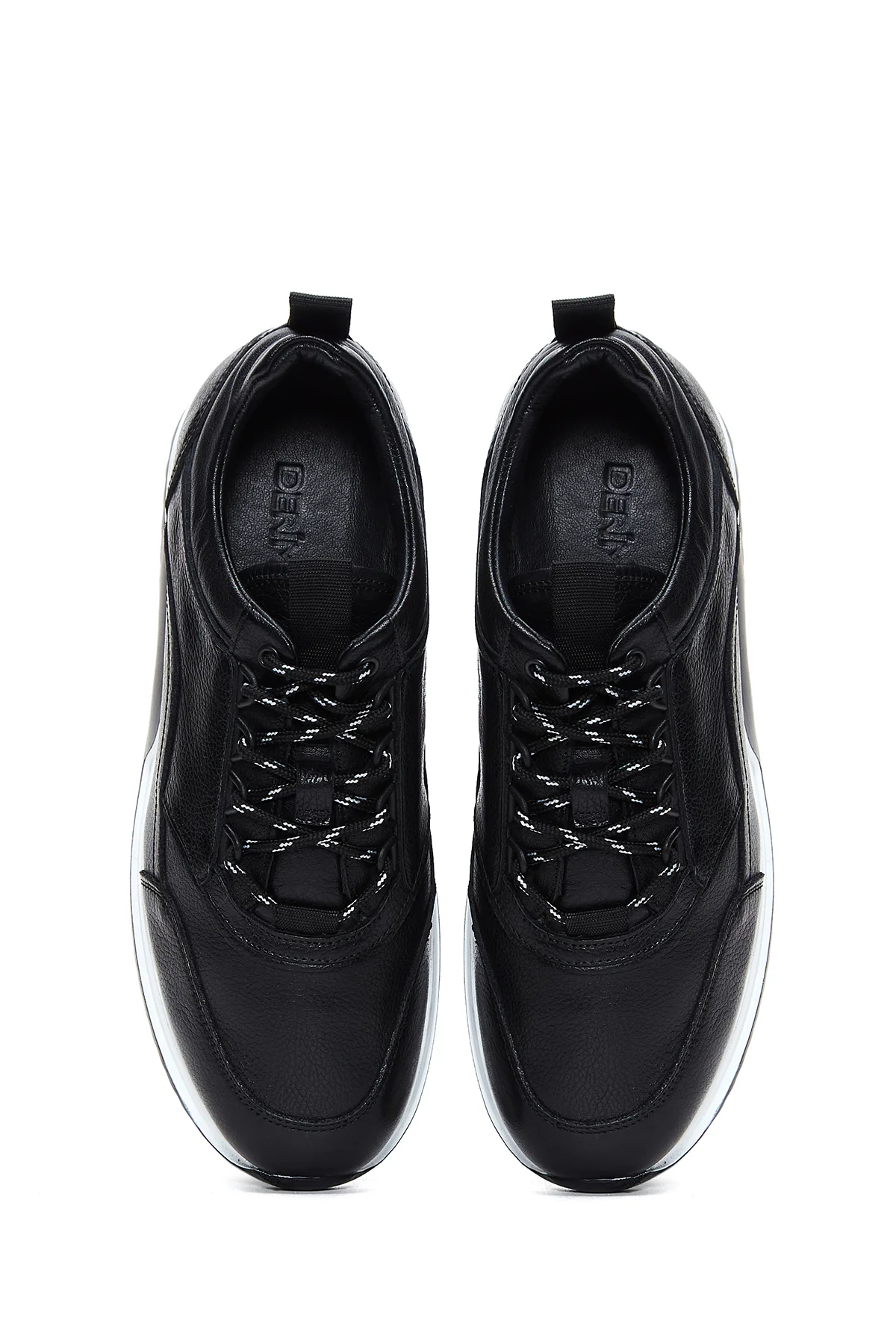 Erkek Siyah Deri Sneaker - Image 6