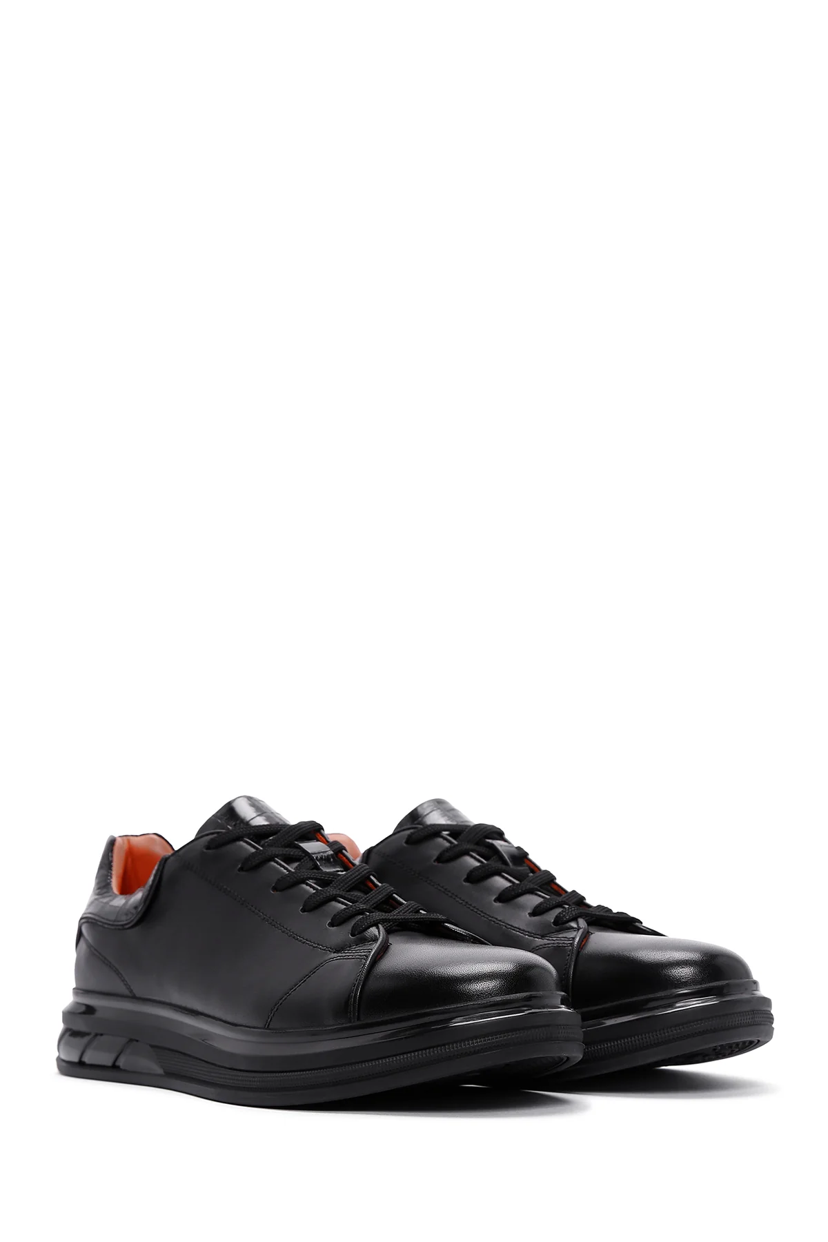 Erkek Siyah Deri Sneaker - Image 3