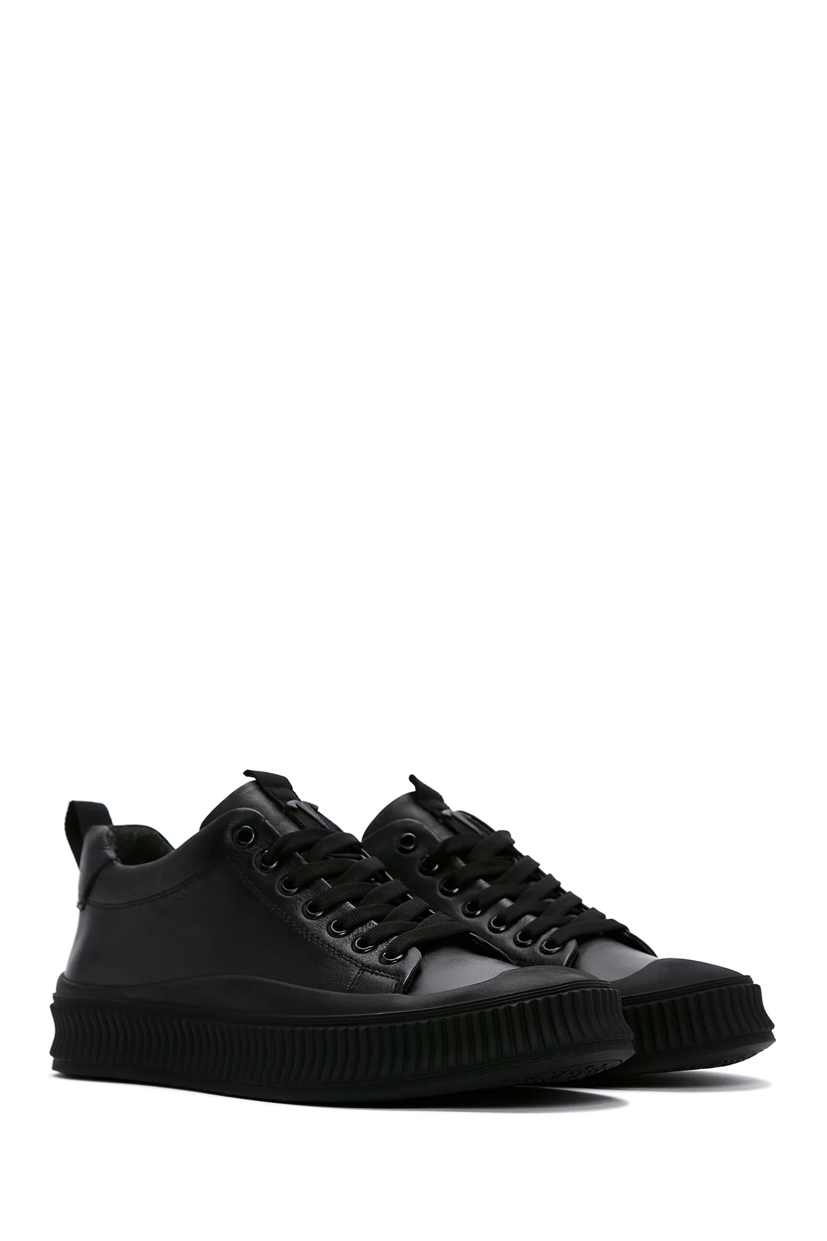 Erkek Siyah Deri Sneaker - Image 3