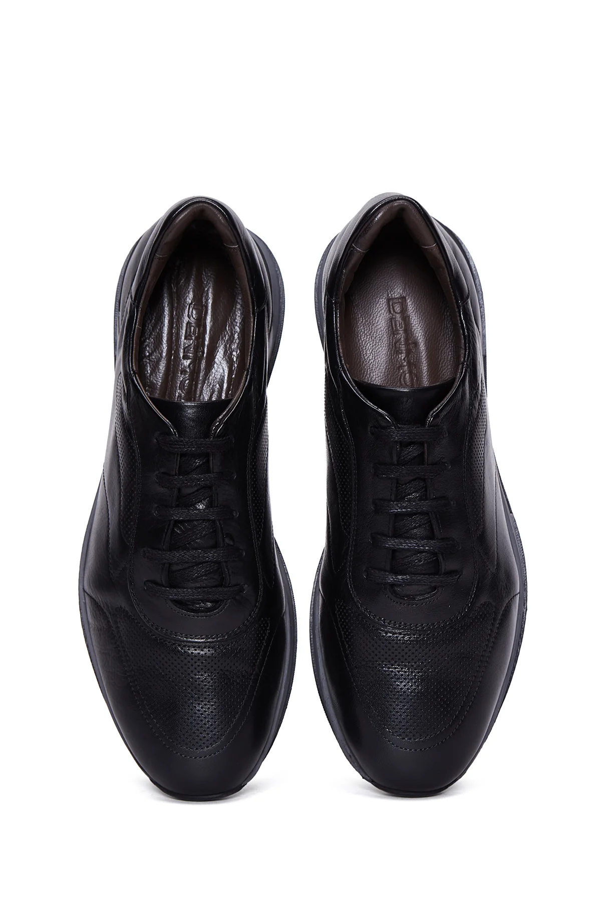 Erkek Siyah Deri Sneaker - Image 6