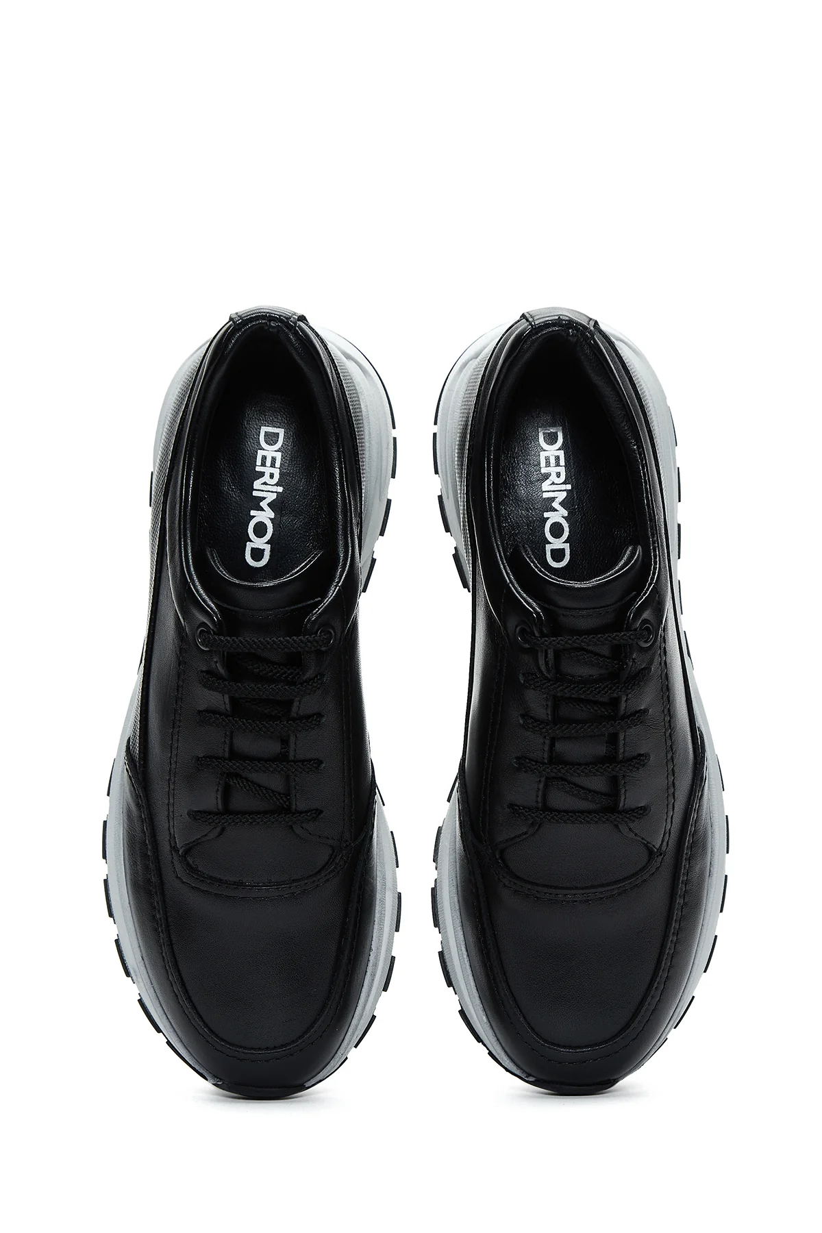 Erkek Siyah Deri Sneaker - Image 6