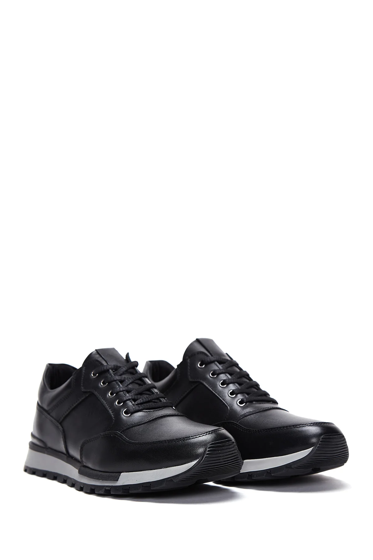 Erkek Siyah Deri Sneaker - Image 3