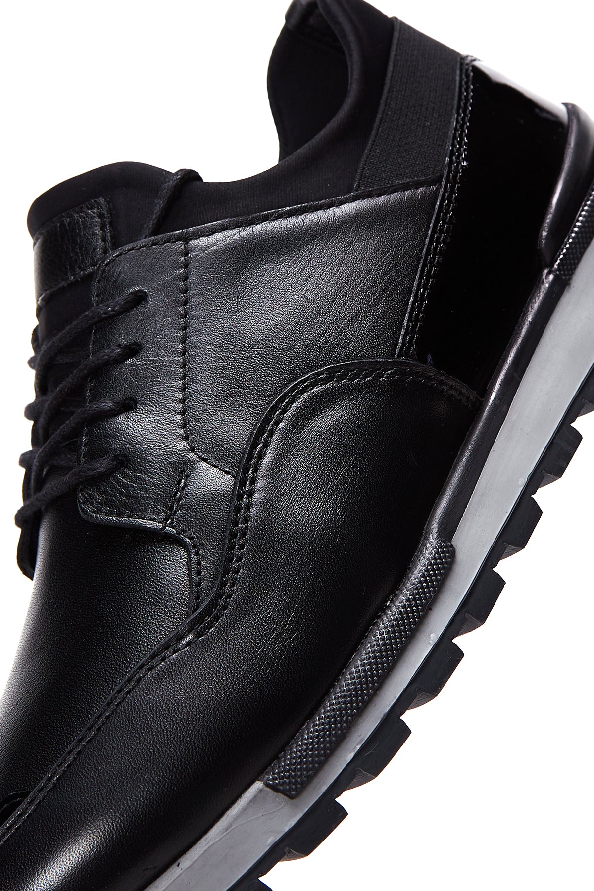 Erkek Siyah Deri Sneaker - Image 7