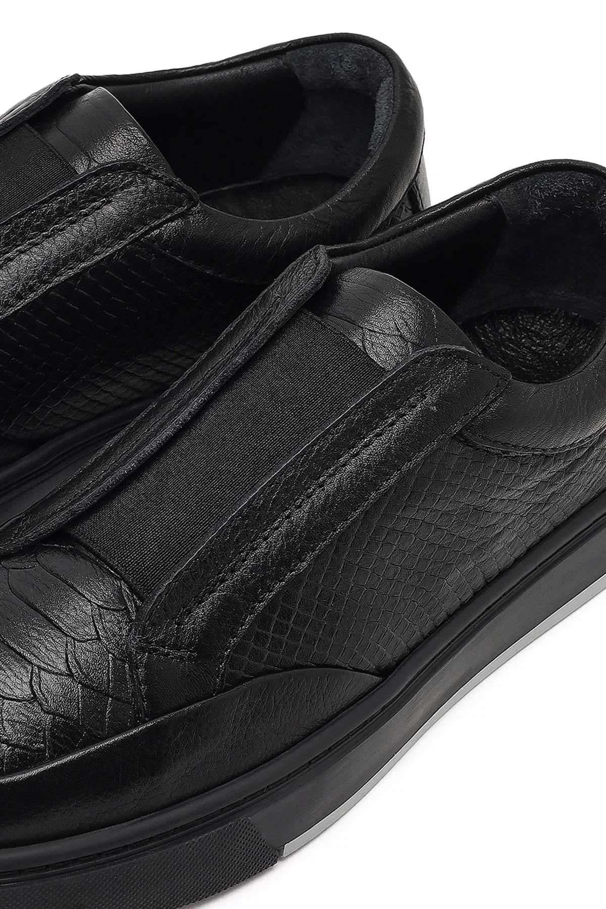 Erkek Siyah Deri Sneaker - Image 10