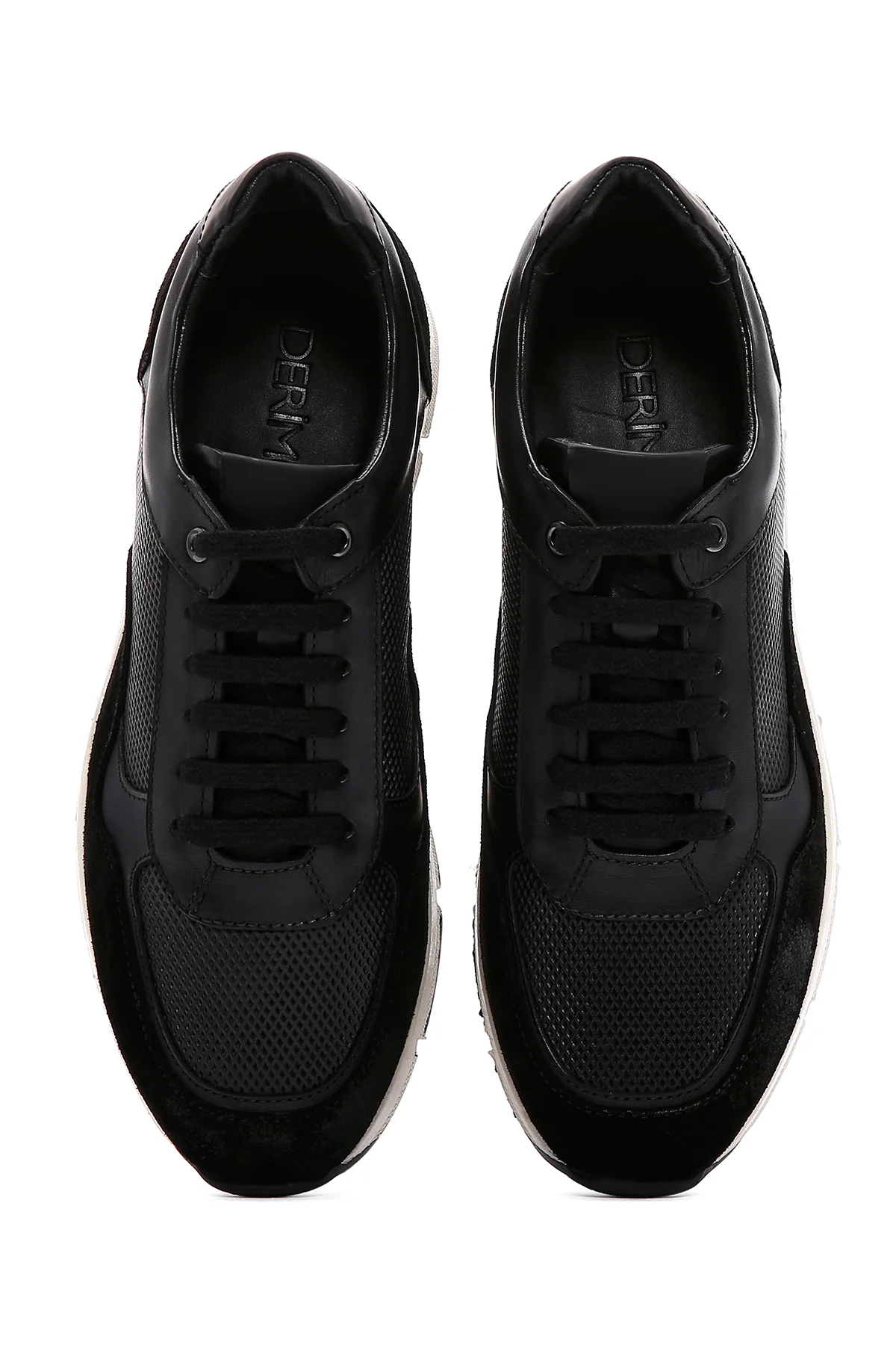 Erkek Siyah Deri Süet Detaylı Sneaker - Image 6