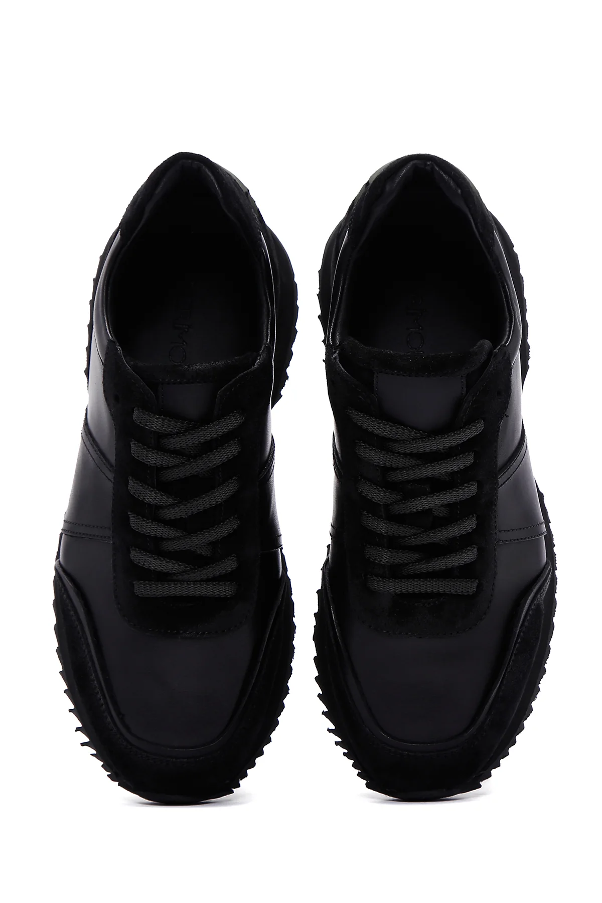 Erkek Siyah Deri Süet Detaylı Sneaker - Image 6