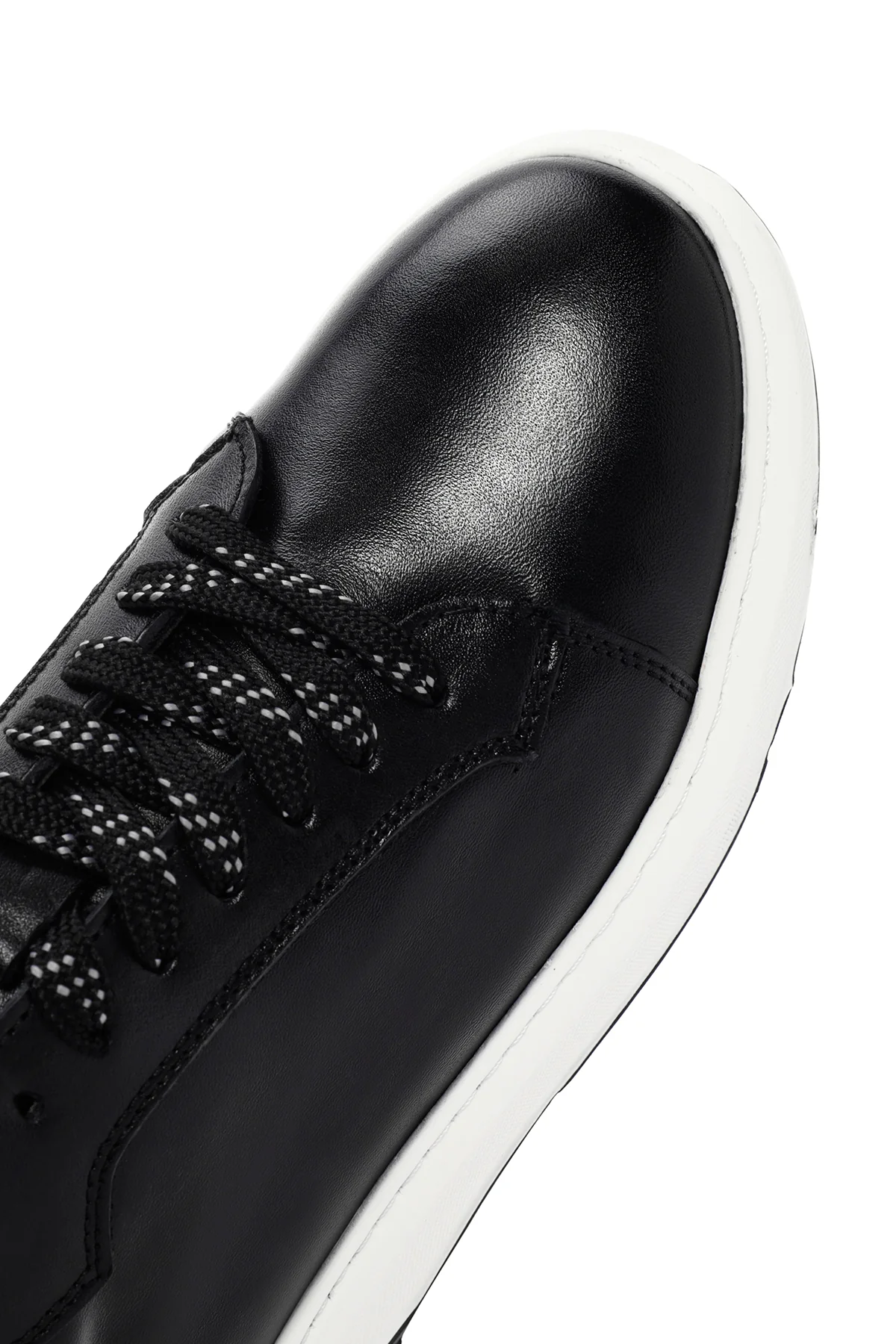 Erkek Siyah Kalın Tabanlı Bağcıklı Deri Sneaker - Image 9