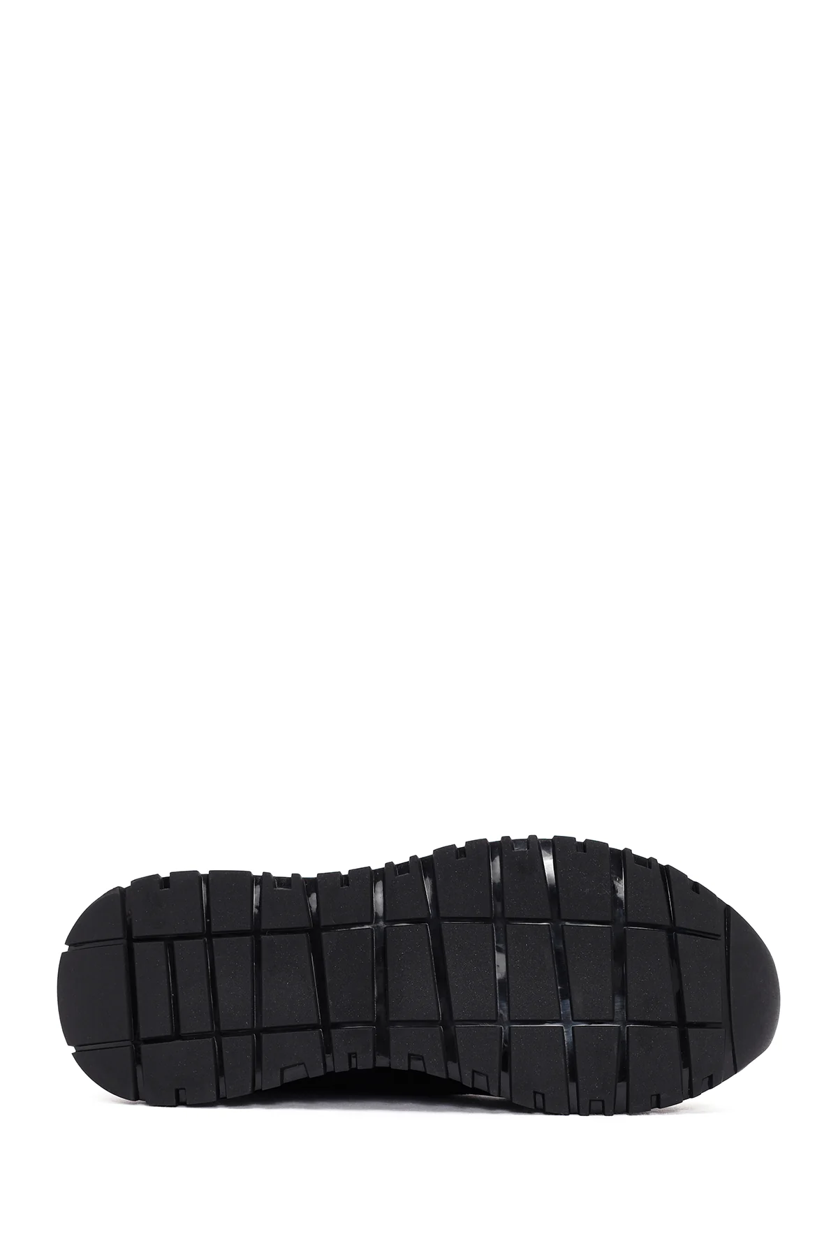 Erkek Siyah Kalın Tabanlı Bağcıklı Deri Sneaker - Image 4