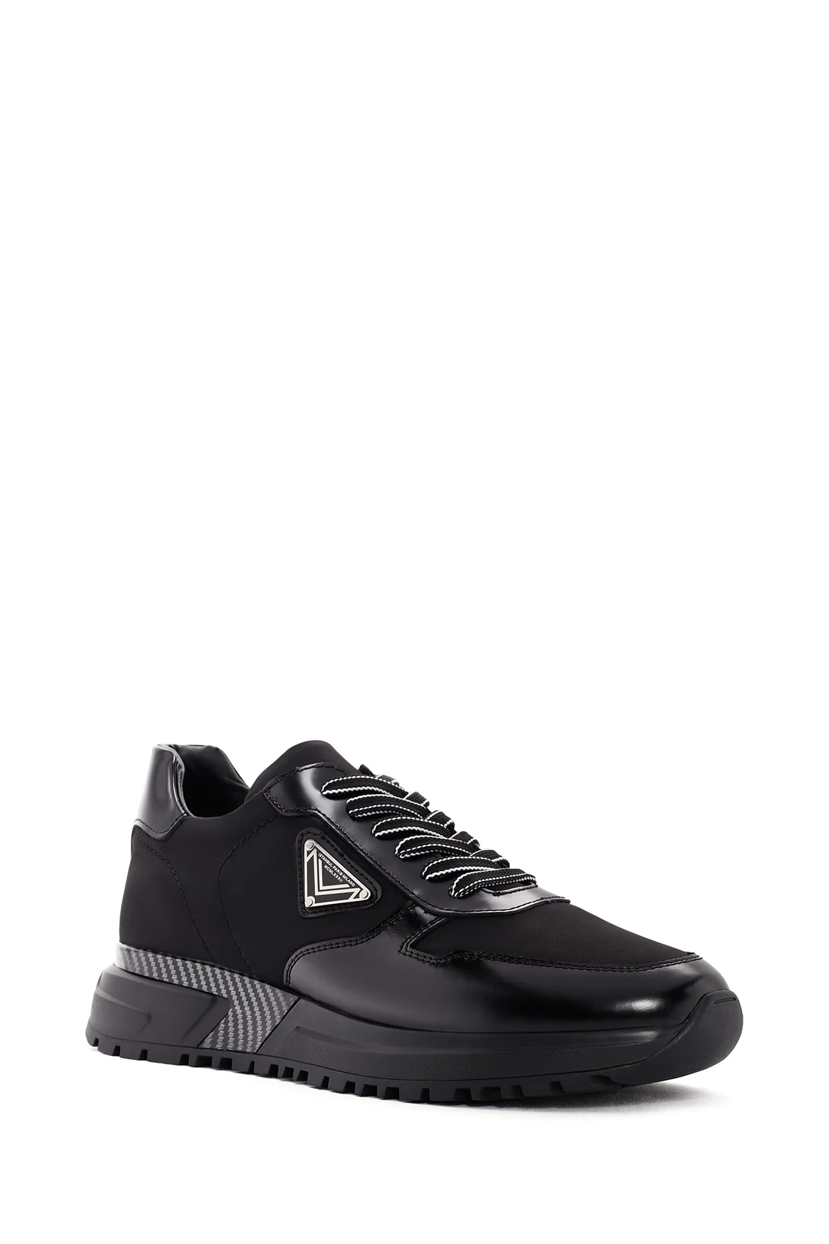Erkek Siyah Kalın Tabanlı Bağcıklı Deri Sneaker - Image 6