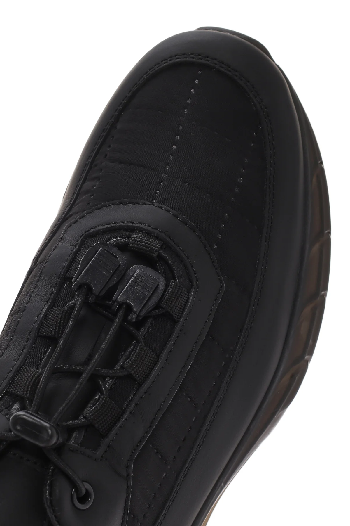 Erkek Siyah Kalın Tabanlı Bağcıklı Deri Sneaker - Image 10