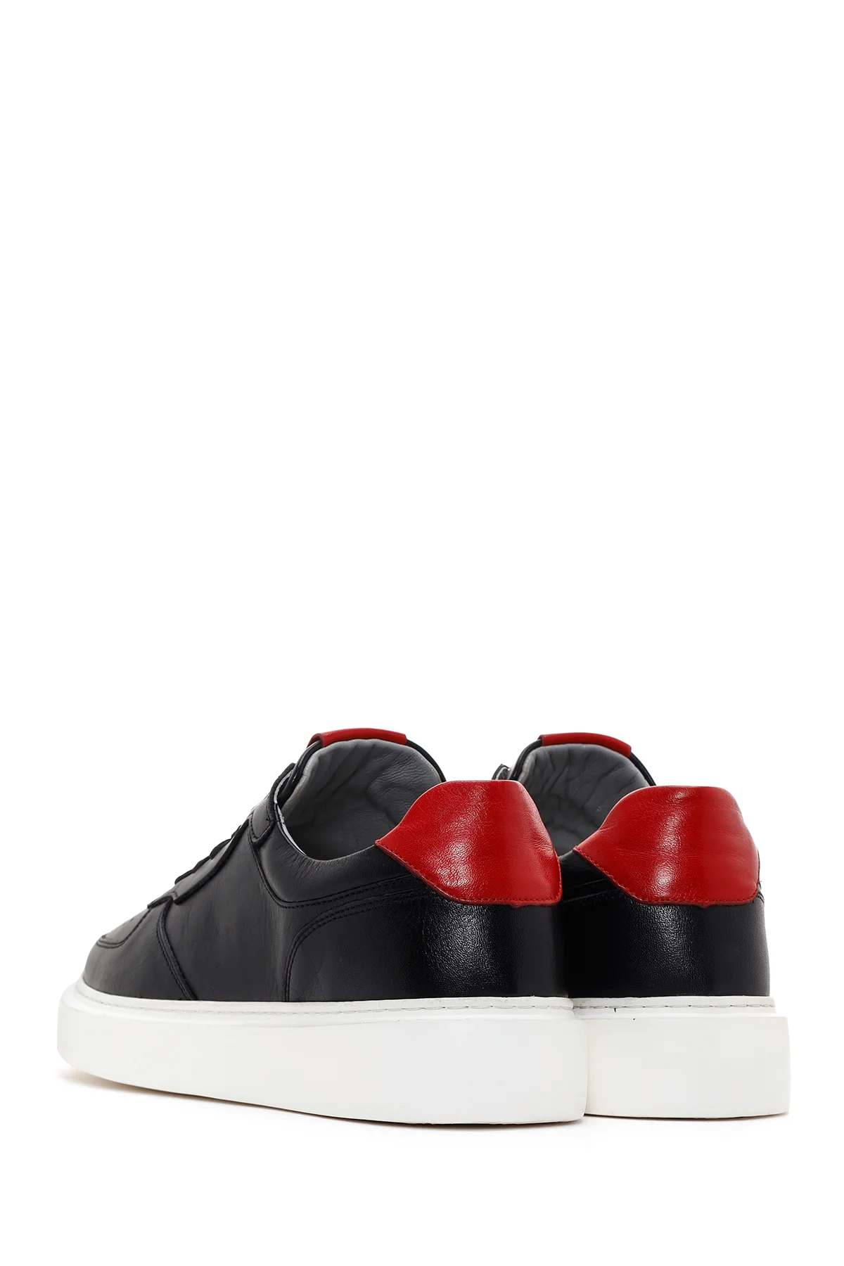 Erkek Siyah Kalın Tabanlı Bağcıklı Deri Sneaker - Image 5