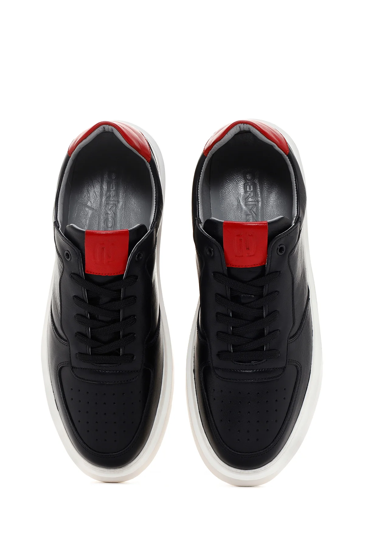 Erkek Siyah Kalın Tabanlı Bağcıklı Deri Sneaker - Image 6
