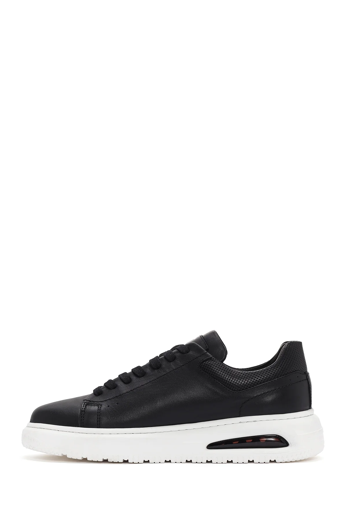 Erkek Siyah Kalın Tabanlı Bağcıklı Deri Sneaker - Image 2