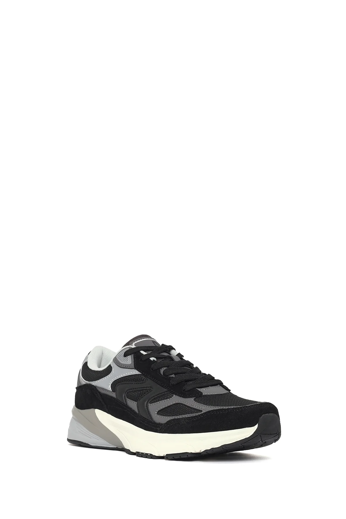 Erkek Siyah Kalın Tabanlı Bağcıklı Deri Sneaker - Image 7