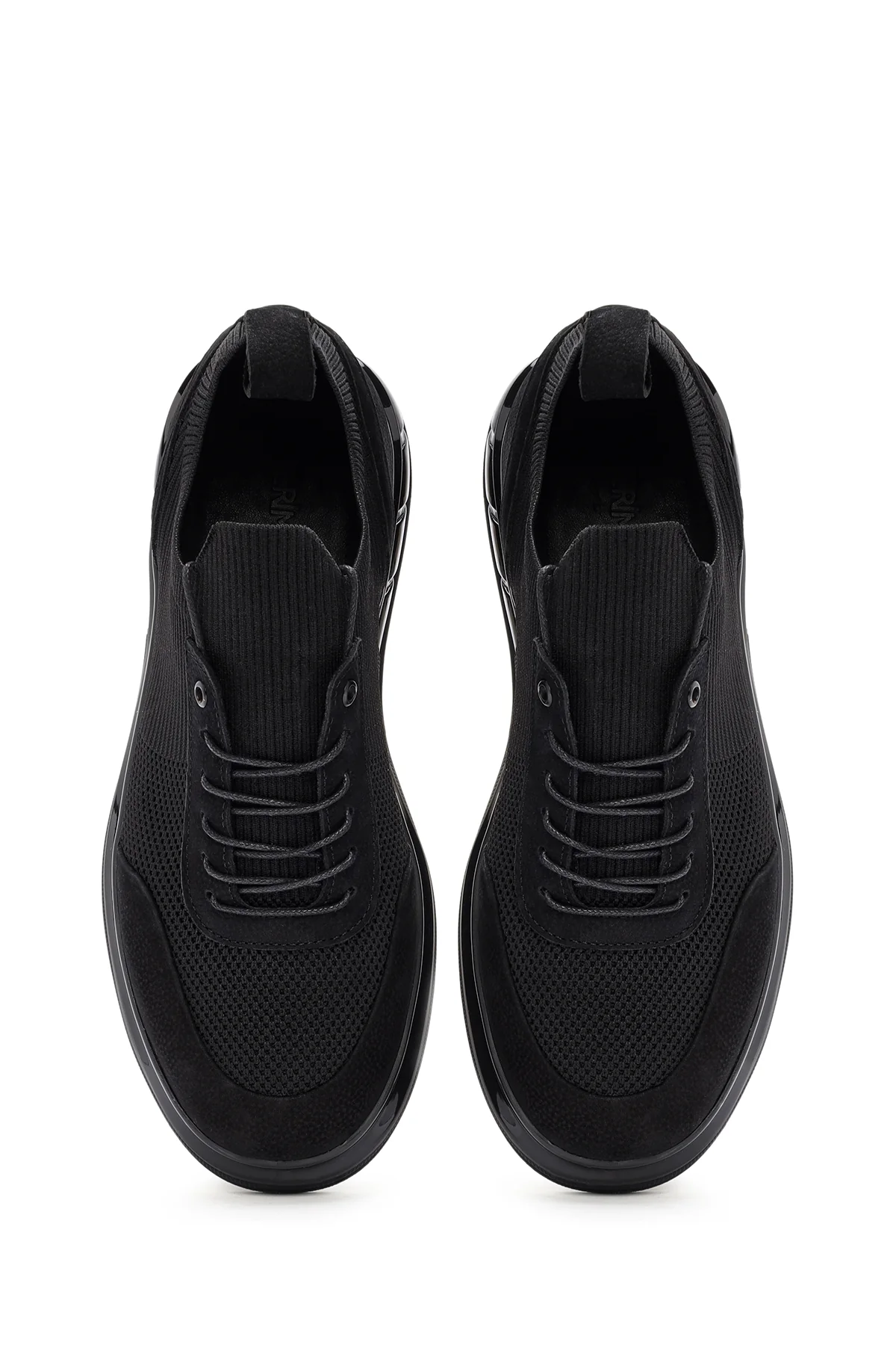 Erkek Siyah Kalın Tabanlı Bağcıklı Kumaş Sneaker - Image 7