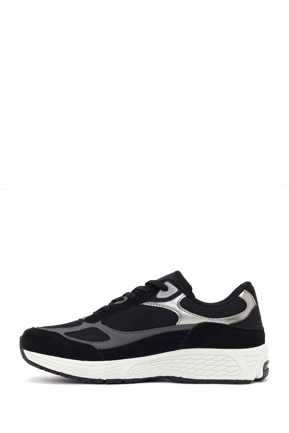 Erkek Siyah Kalın Tabanlı Bağcıklı Sneaker - Image 3