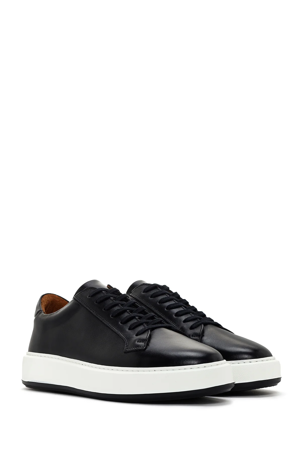 Erkek Siyah Kalın Tabanlı Bağcıklı Süet Deri Sneaker - Image 3