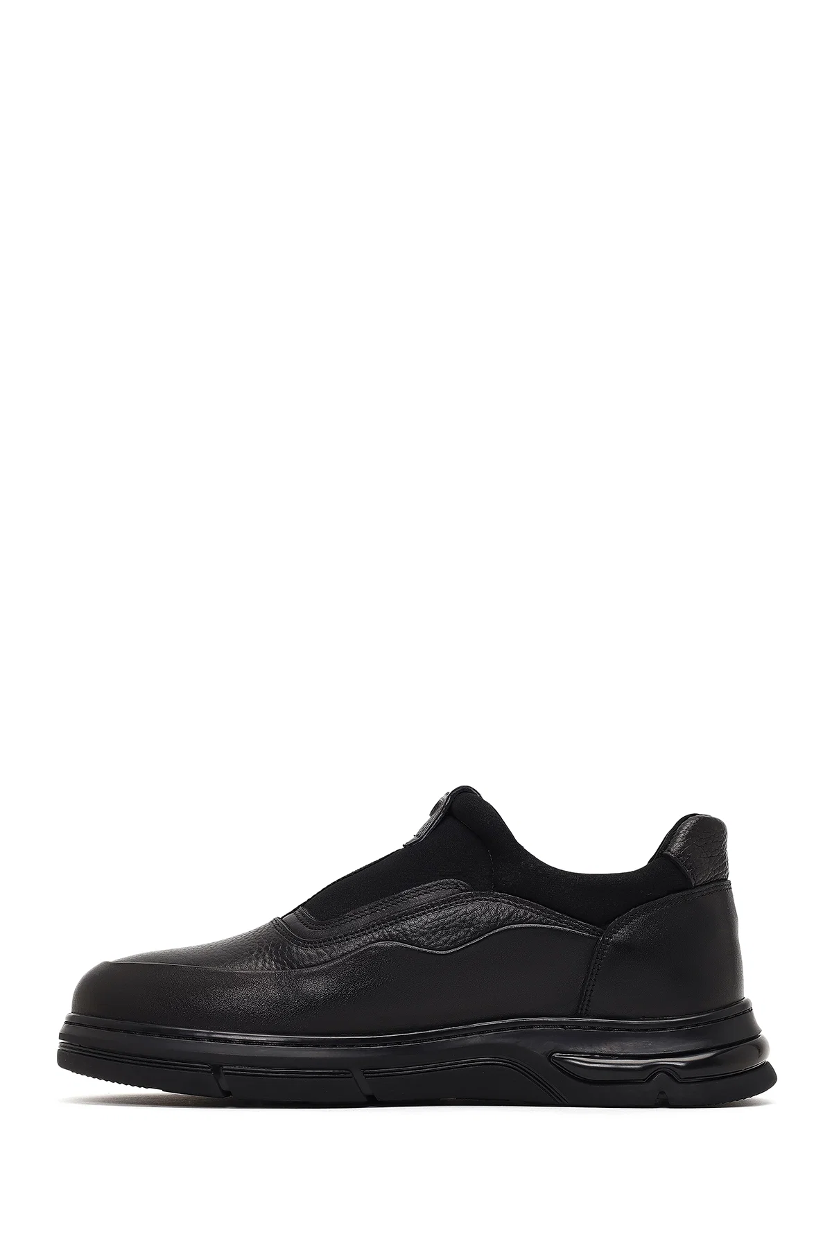 Erkek Siyah Kalın Tabanlı Deri Casual Comfort Sneaker - Image 2