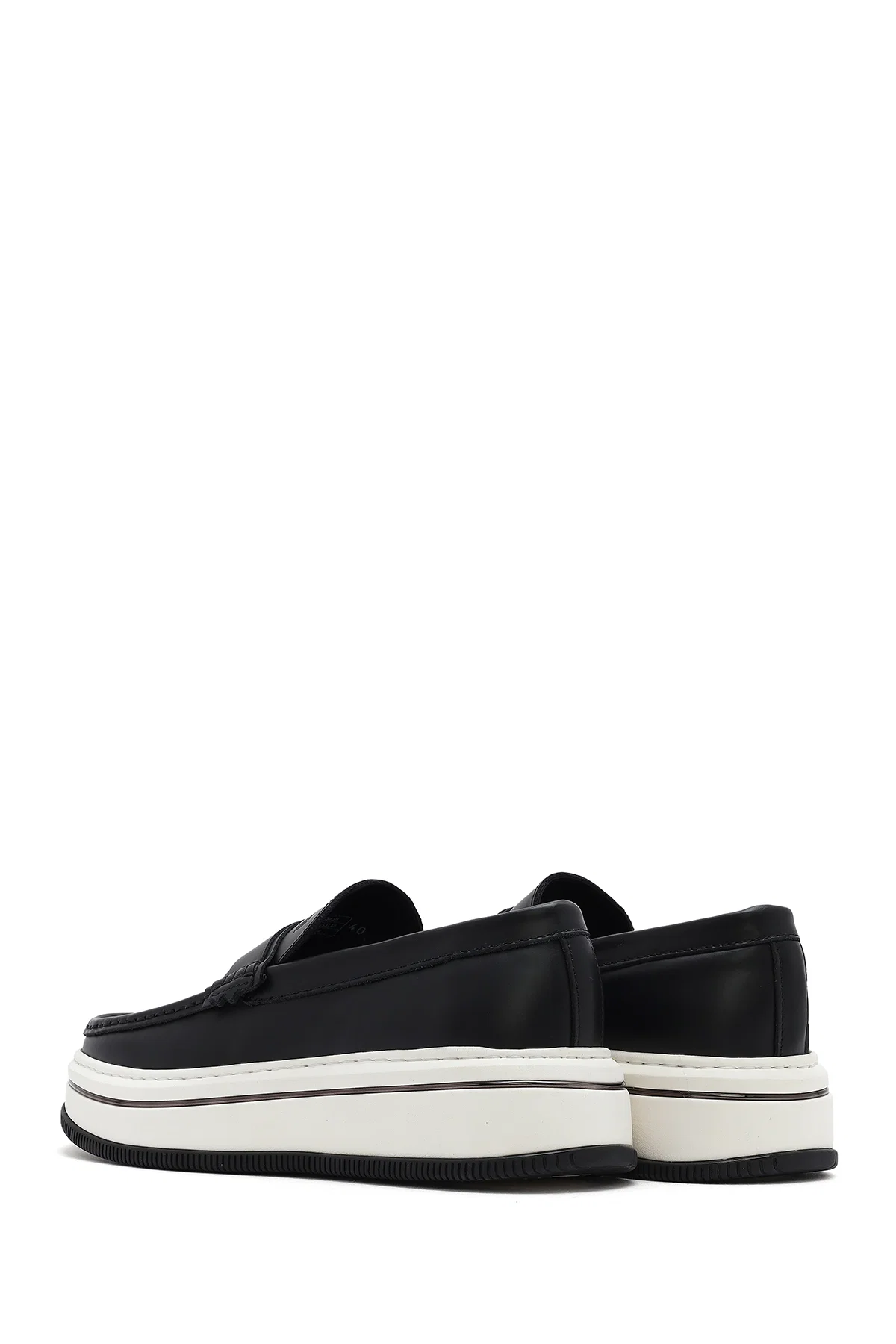 Erkek Siyah Kalın Tabanlı Deri Casual Loafer - Image 5