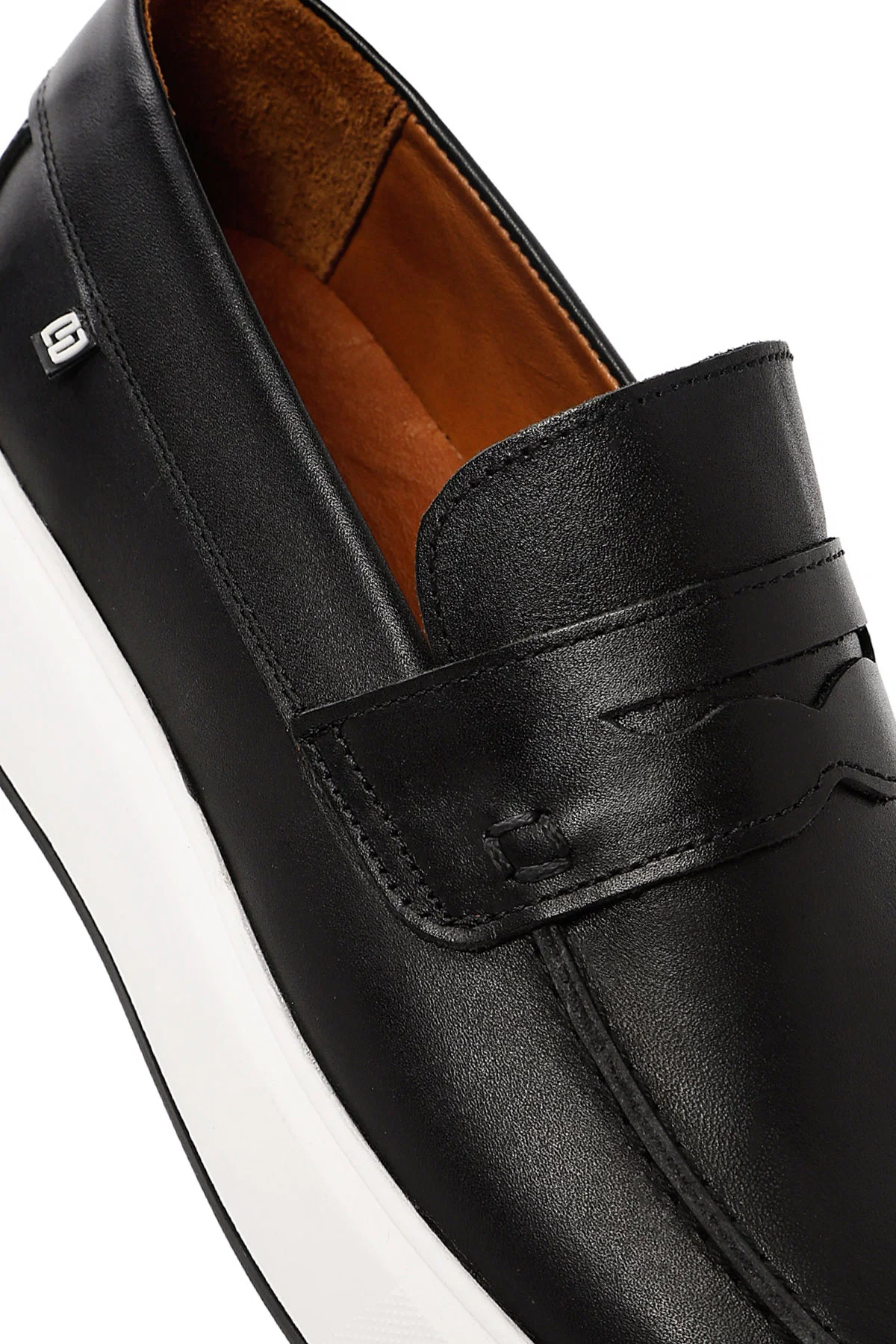 Erkek Siyah Kalın Tabanlı Deri Casual Loafer - Image 9