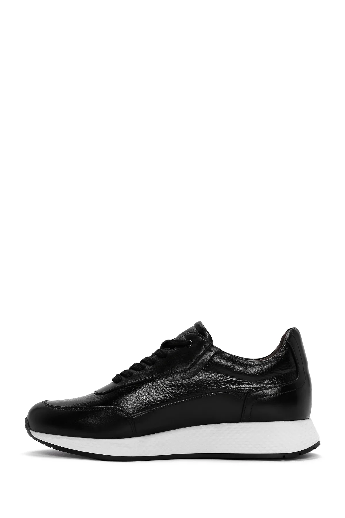 Erkek Siyah Kalın Tabanlı Deri Casual Sneaker - Image 2