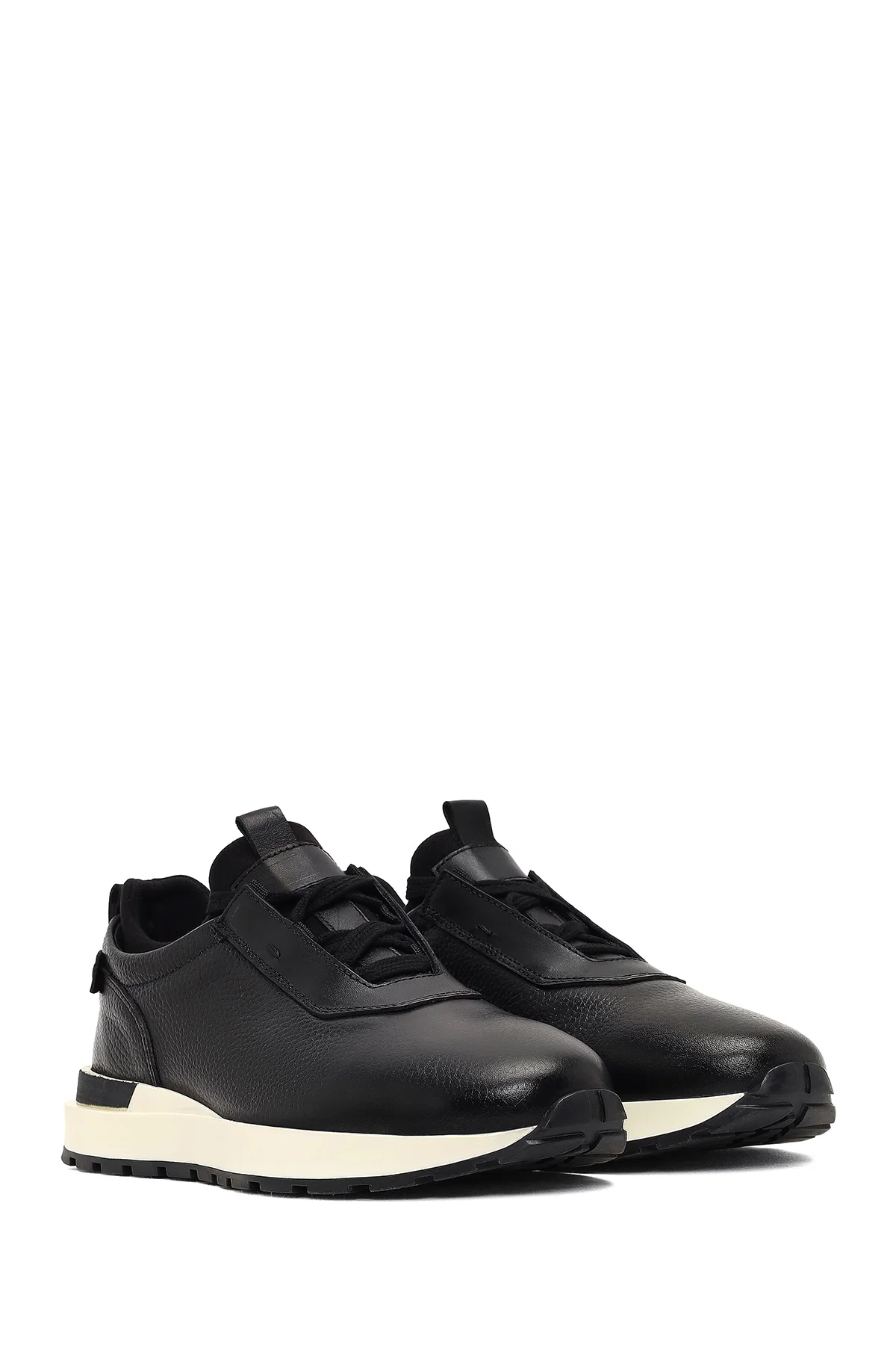 Erkek Siyah Kalın Tabanlı Deri Casual Sneaker - Image 3