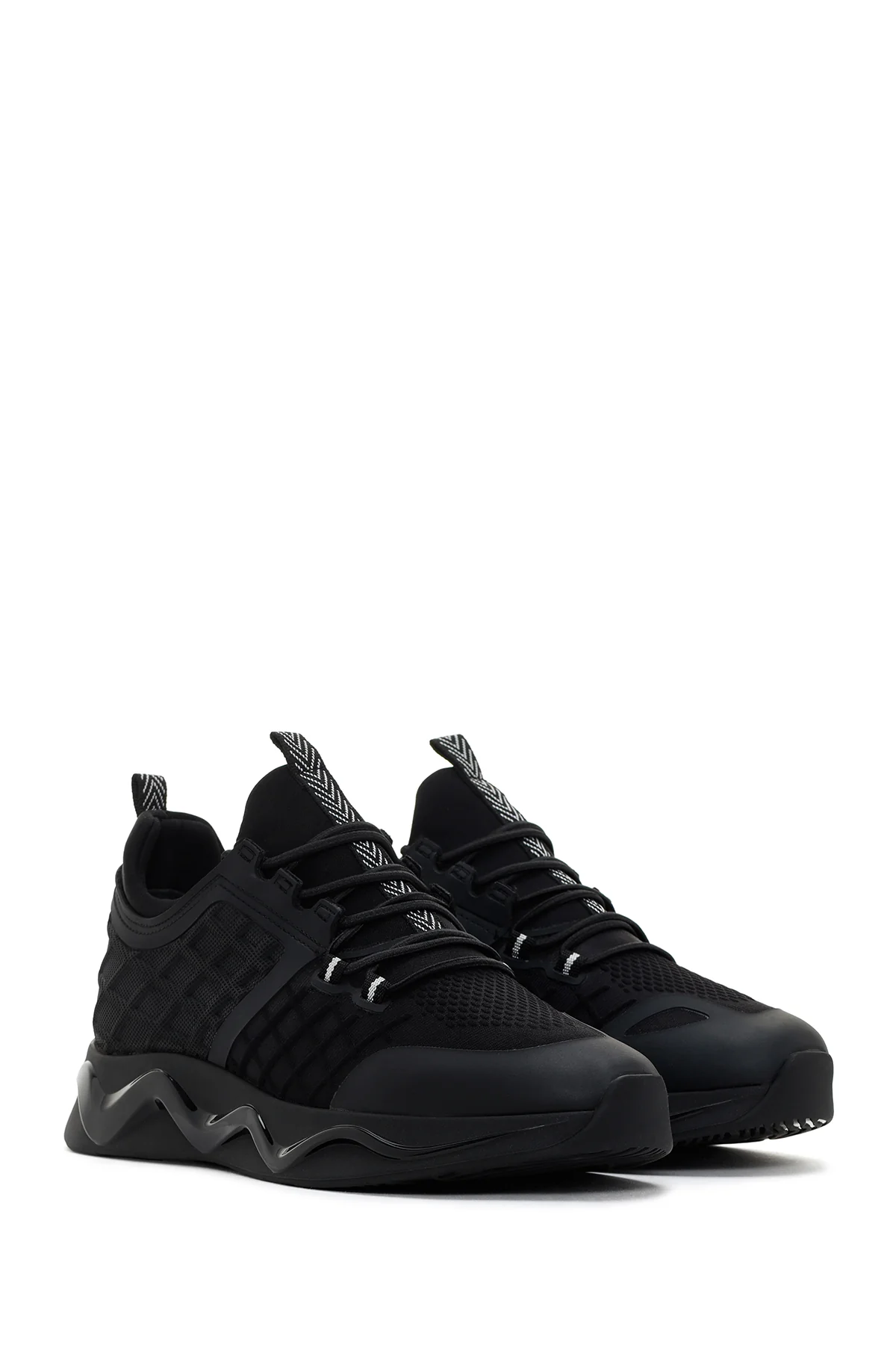 Erkek Siyah Kalın Tabanlı Deri Sneaker - Image 3