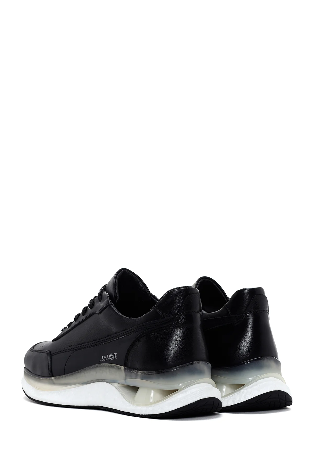 Erkek Siyah Kalın Tabanlı Deri Sneaker - Image 5