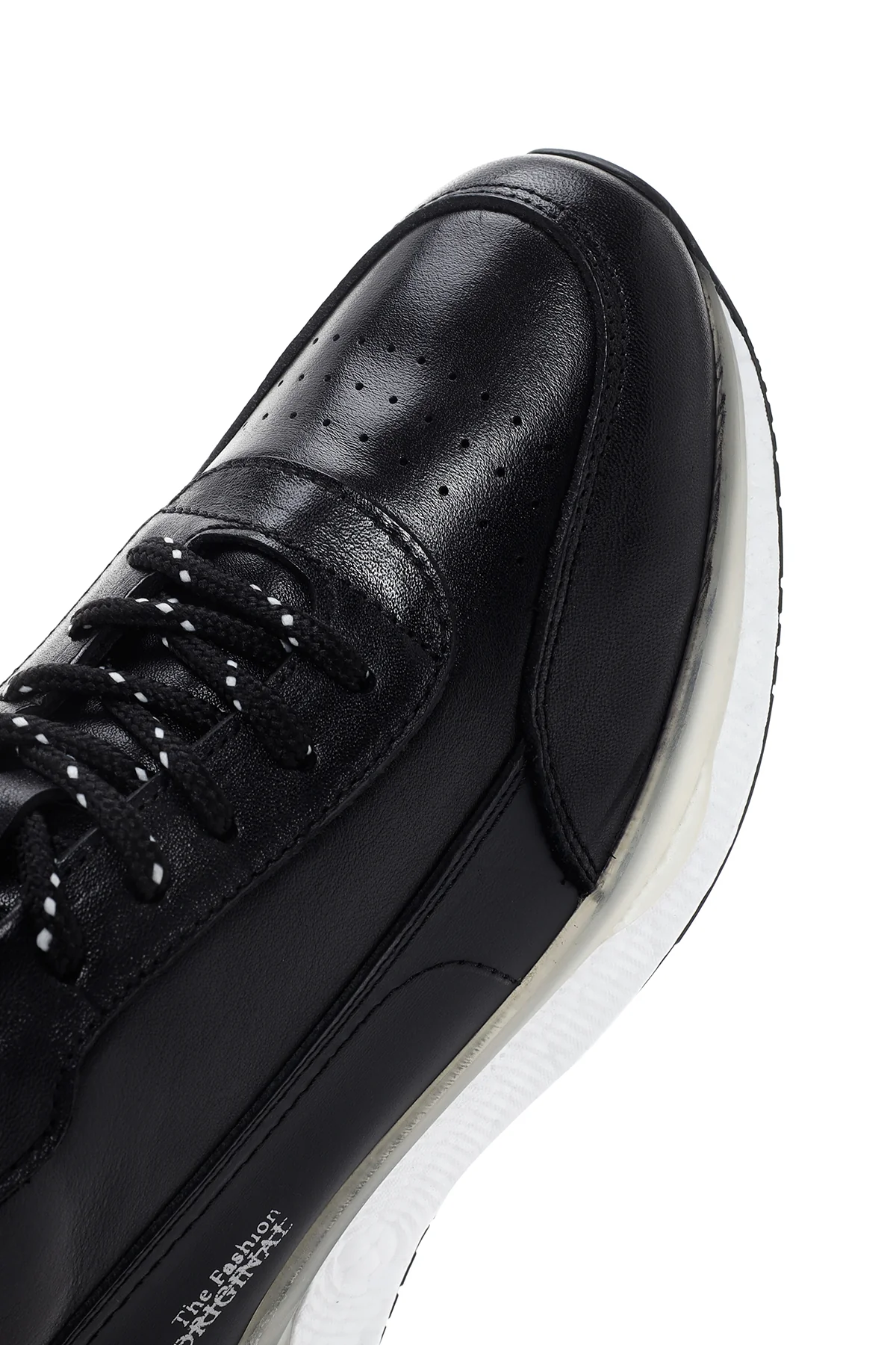 Erkek Siyah Kalın Tabanlı Deri Sneaker - Image 9