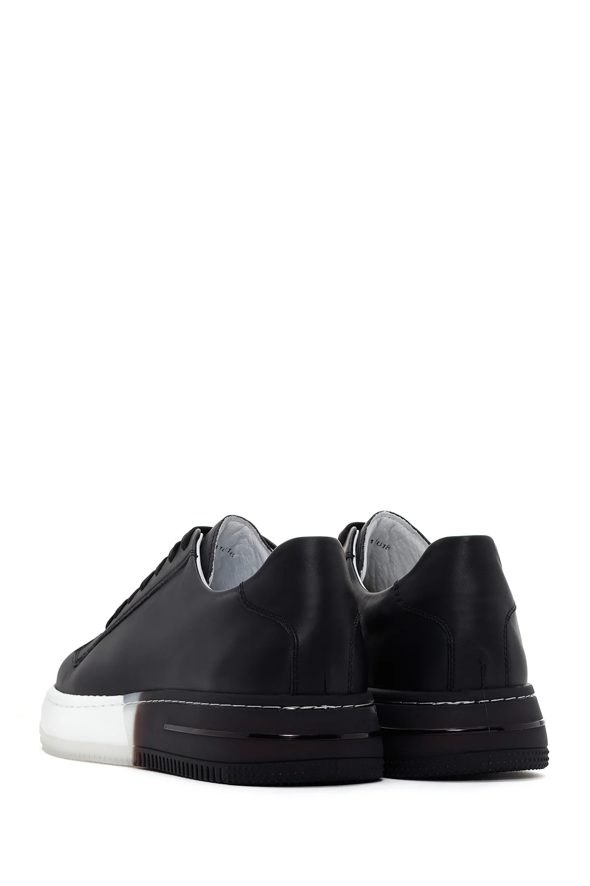Erkek Siyah Kalın Tabanlı Deri Sneaker - Image 5