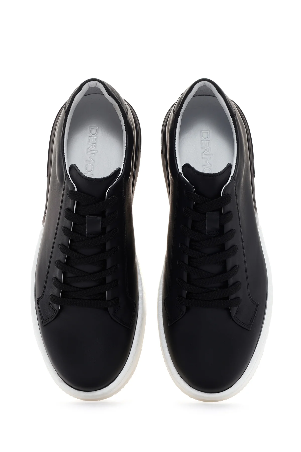 Erkek Siyah Kalın Tabanlı Deri Sneaker - Image 6