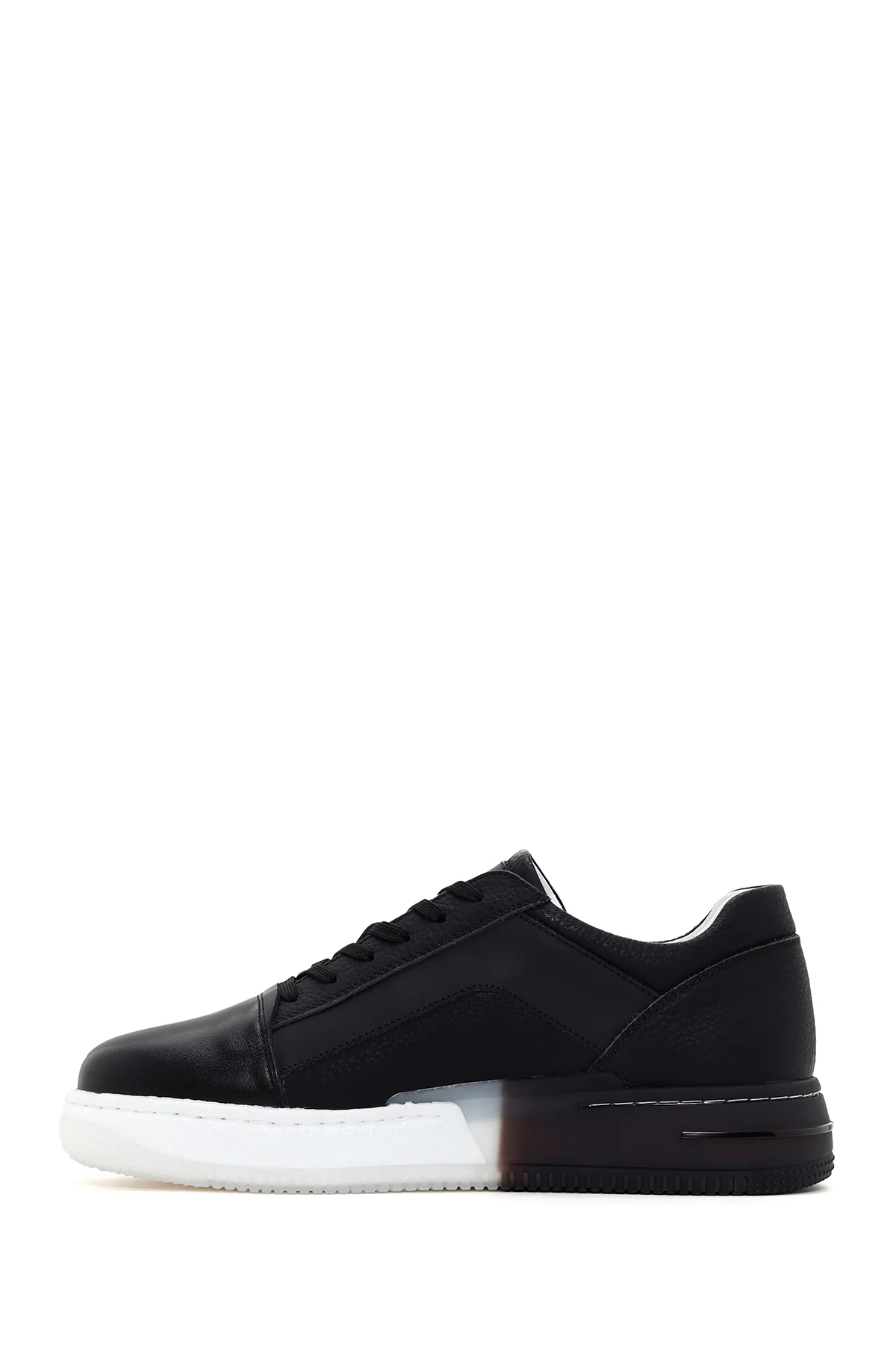 Erkek Siyah Kalın Tabanlı Deri Sneaker - Image 2