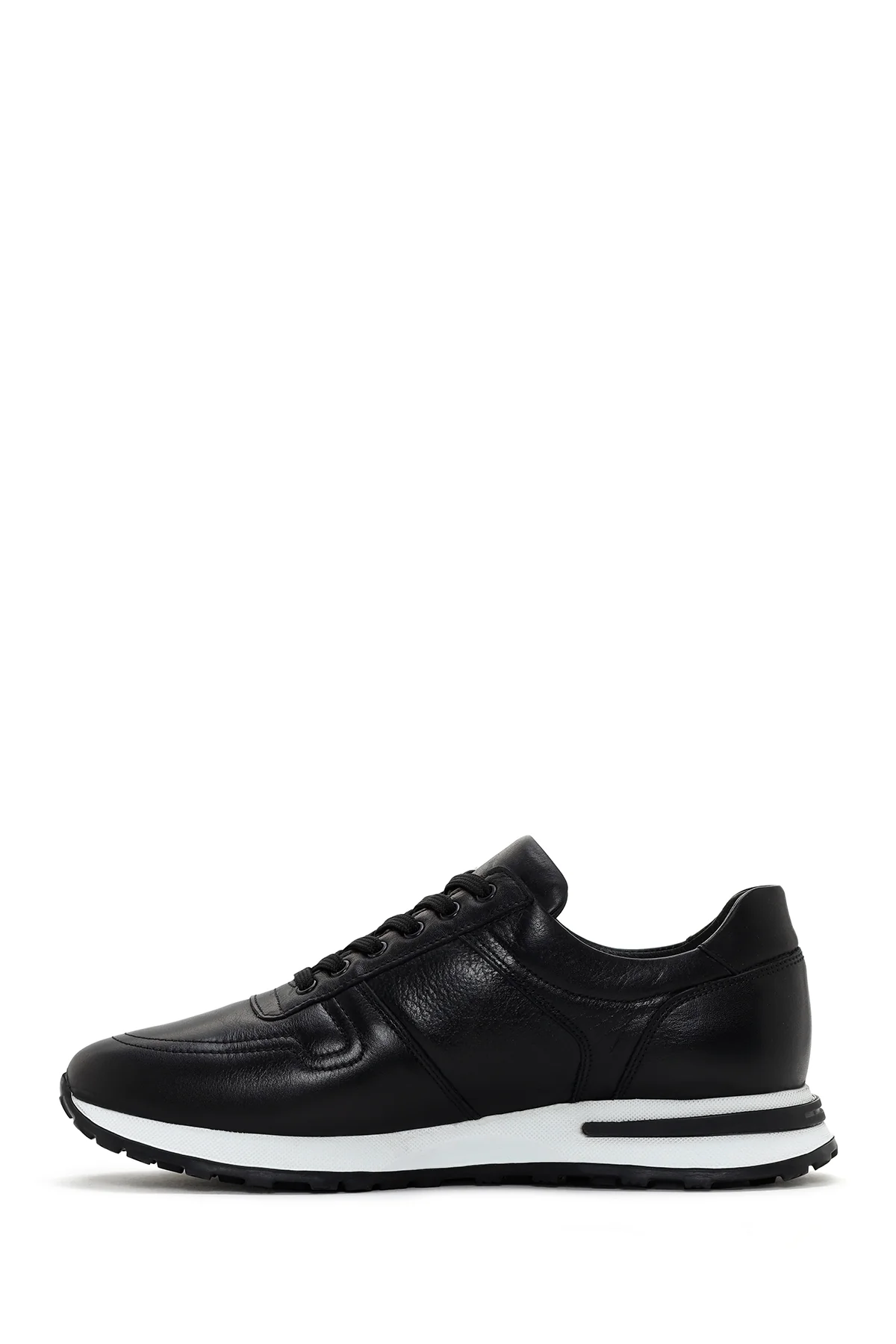 Erkek Siyah Kalın Tabanlı Deri Sneaker - Image 2