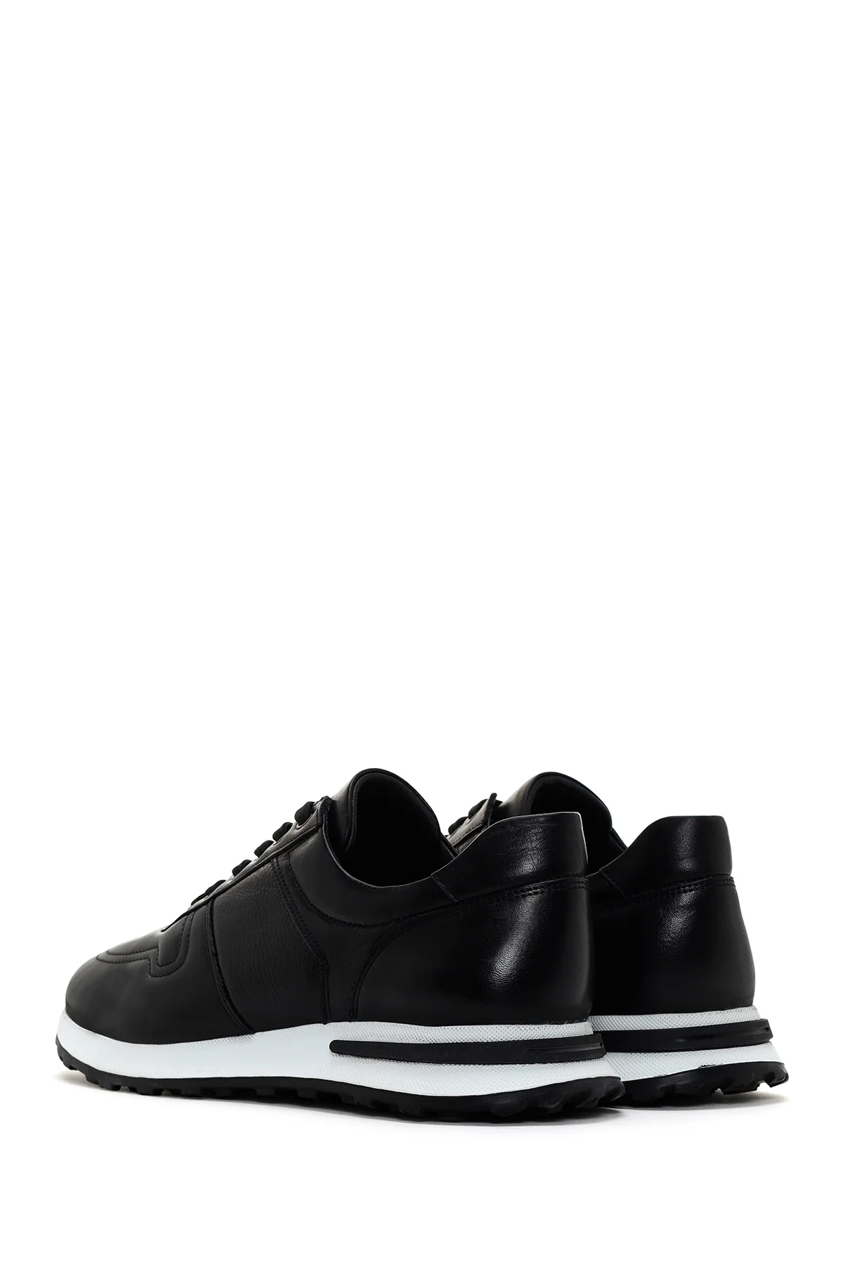 Erkek Siyah Kalın Tabanlı Deri Sneaker - Image 5