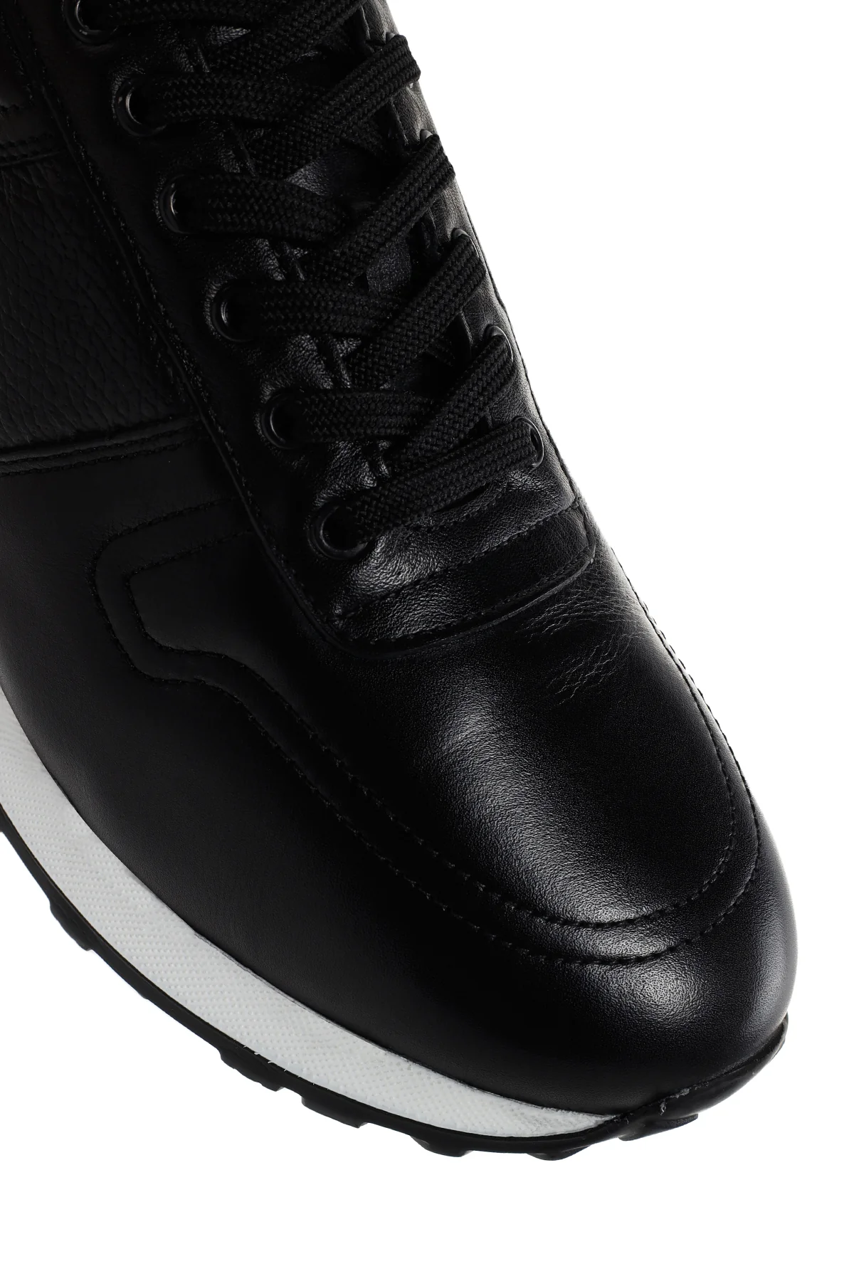 Erkek Siyah Kalın Tabanlı Deri Sneaker - Image 9