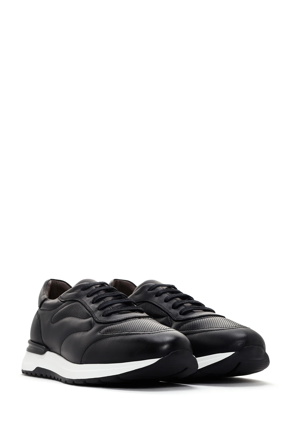 Erkek Siyah Kalın Tabanlı Deri Sneaker - Image 3