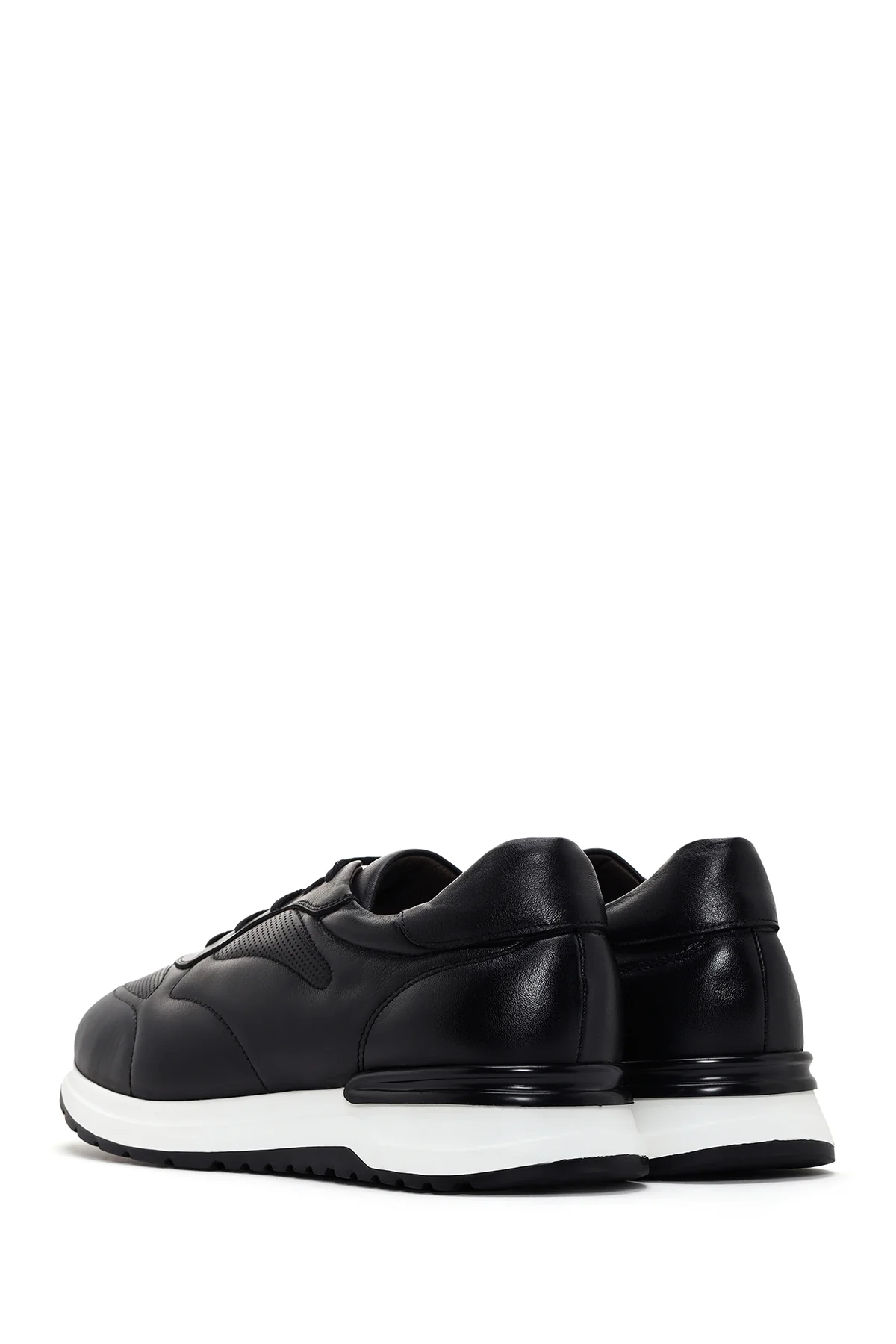Erkek Siyah Kalın Tabanlı Deri Sneaker - Image 5