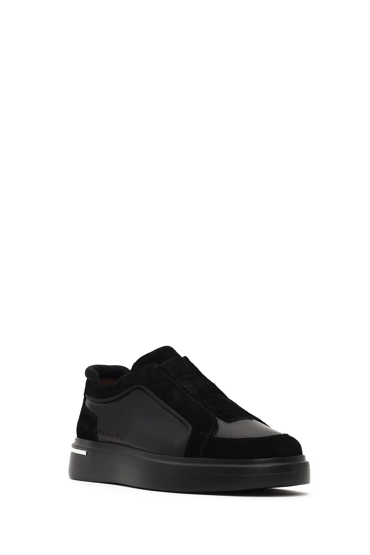 Erkek Siyah Kalın Tabanlı Deri Sneaker - Image 6