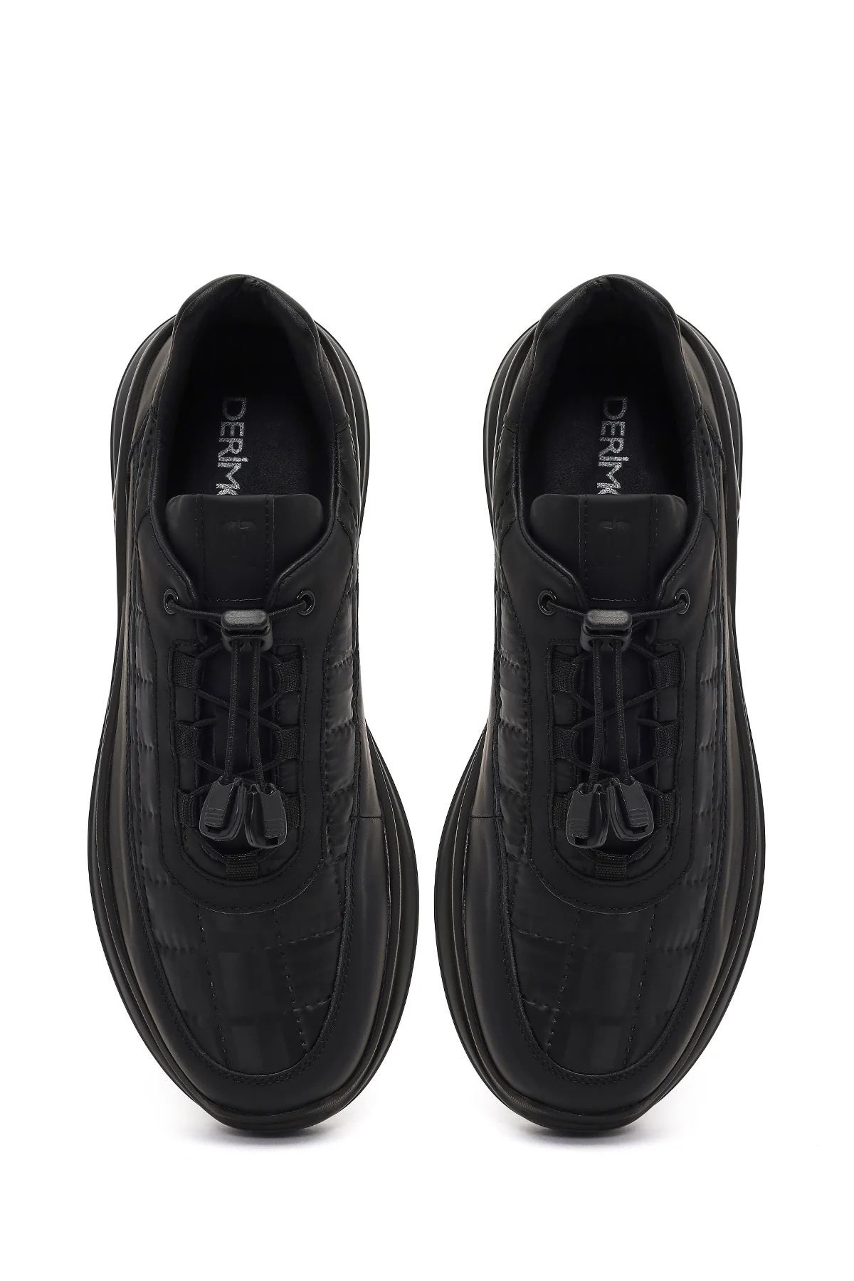 Erkek Siyah Kalın Tabanlı Deri Sneaker - Image 7