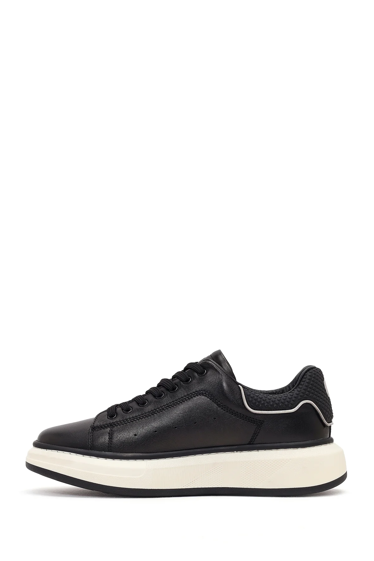 Erkek Siyah Kalın Tabanlı Deri Sneaker - Image 3