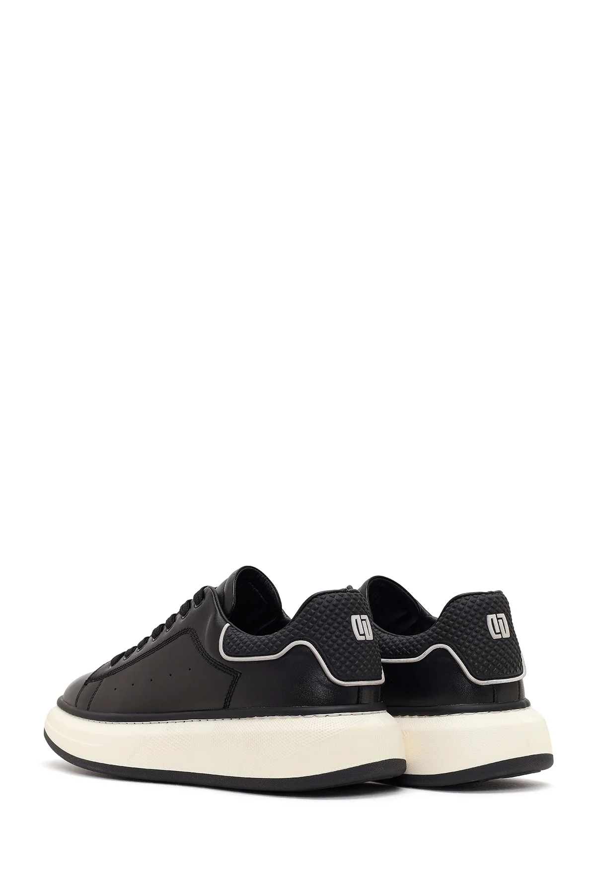 Erkek Siyah Kalın Tabanlı Deri Sneaker - Image 6