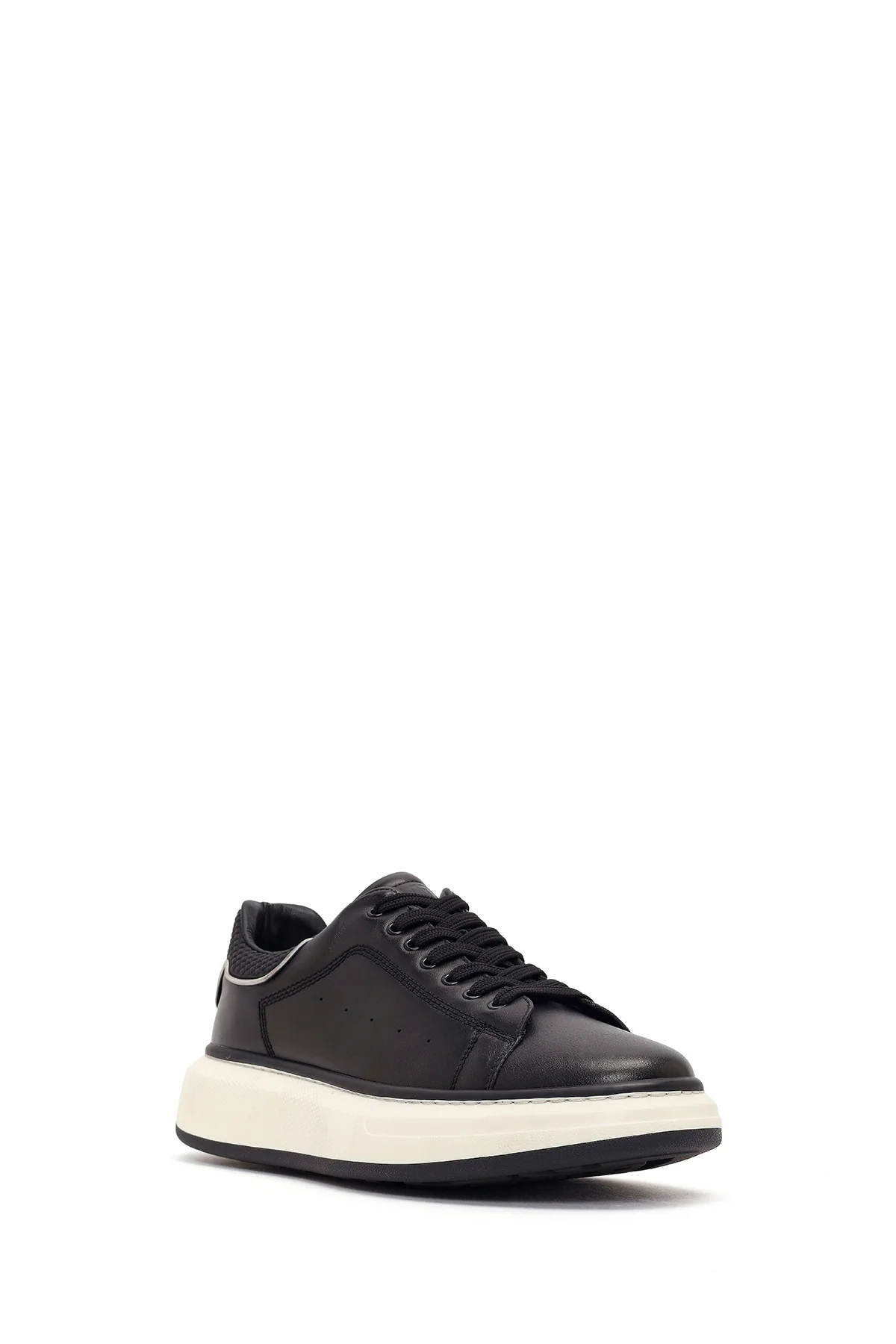 Erkek Siyah Kalın Tabanlı Deri Sneaker - Image 7
