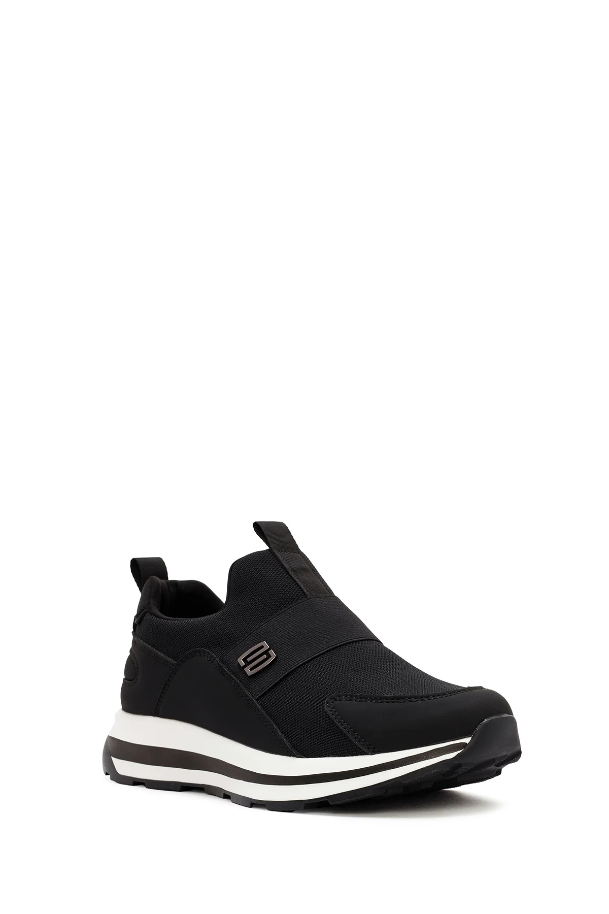 Erkek Siyah Kalın Tabanlı Kumaş Sneaker - Image 6