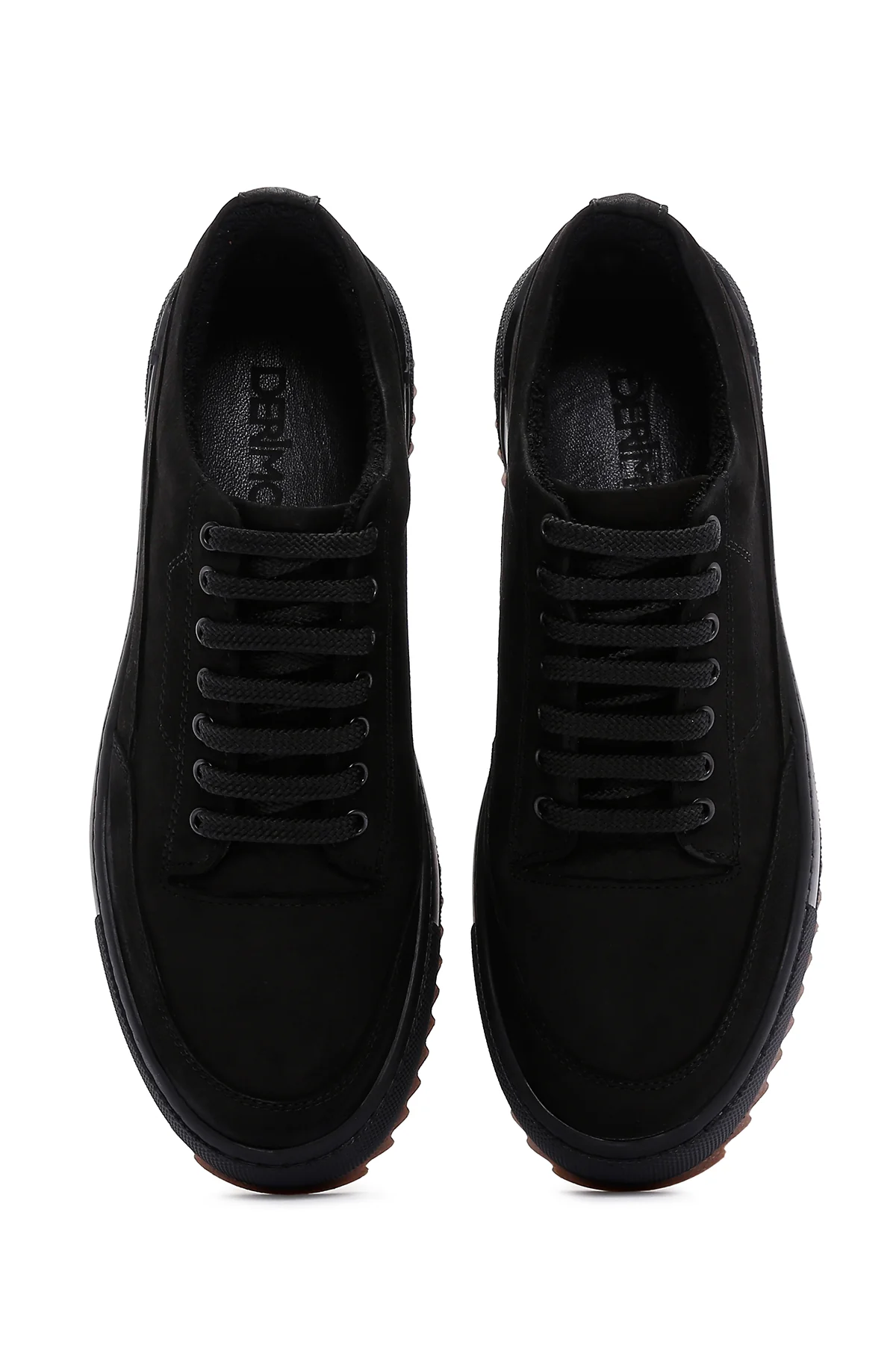 Erkek Siyah Kalın Tabanlı Nubuk Deri Casual Sneaker - Image 6