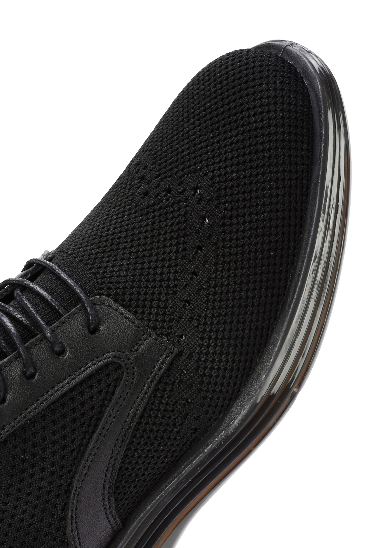 Erkek Siyah Kalın Tabanlı Nubuk Detaylı Bağcıklı Kumaş Sneaker - Image 9
