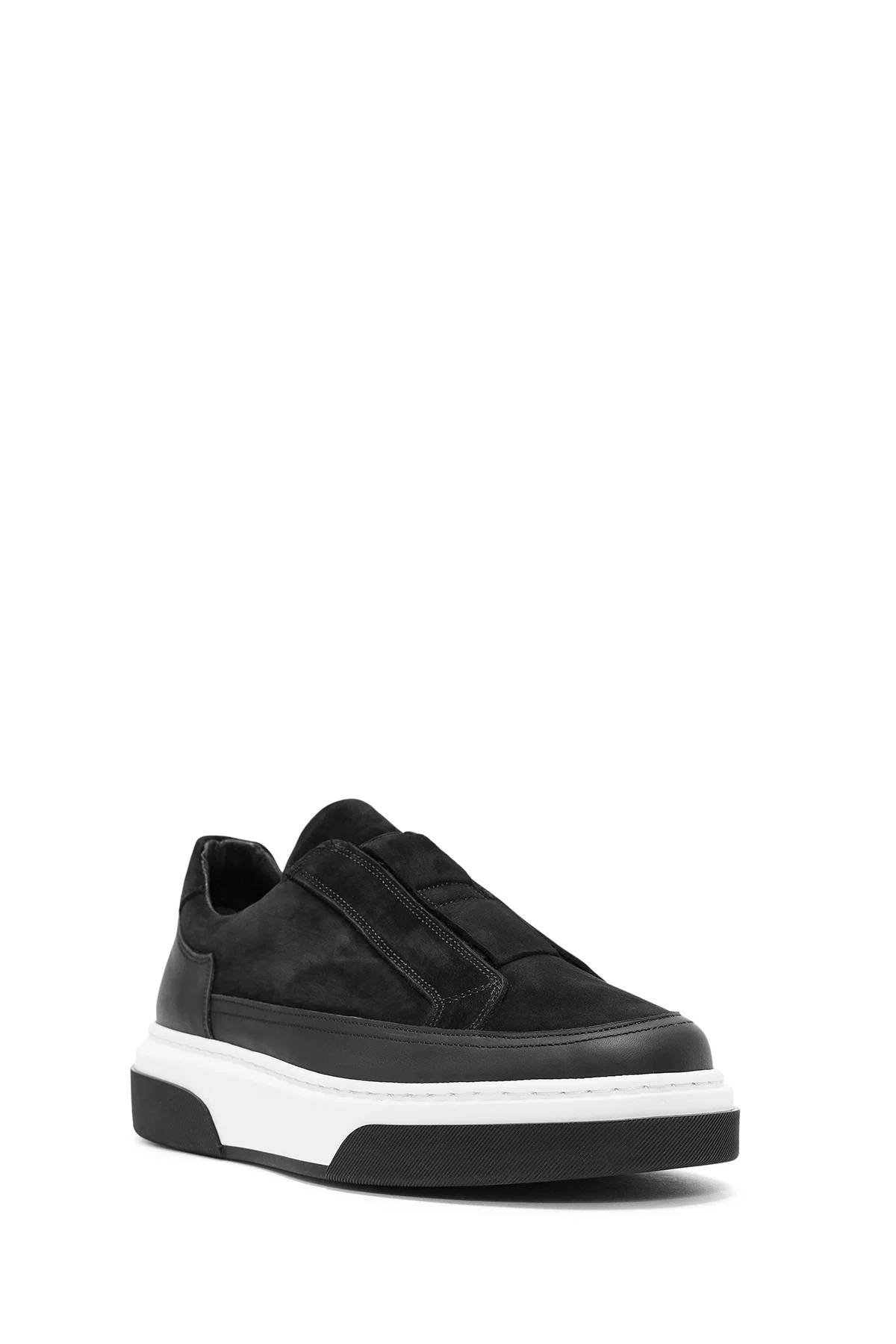Erkek Siyah Kalın Tabanlı Süet Deri Sneaker - Image 6