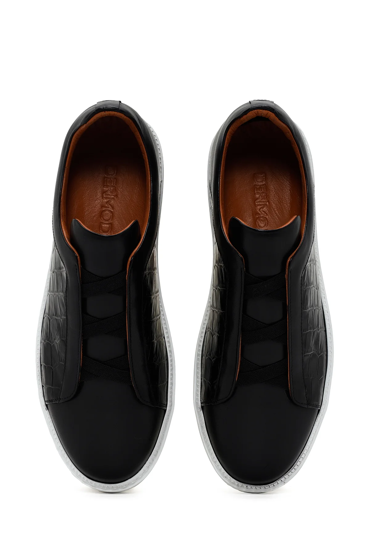 Erkek Siyah Kroko Deri Sneaker - Image 6