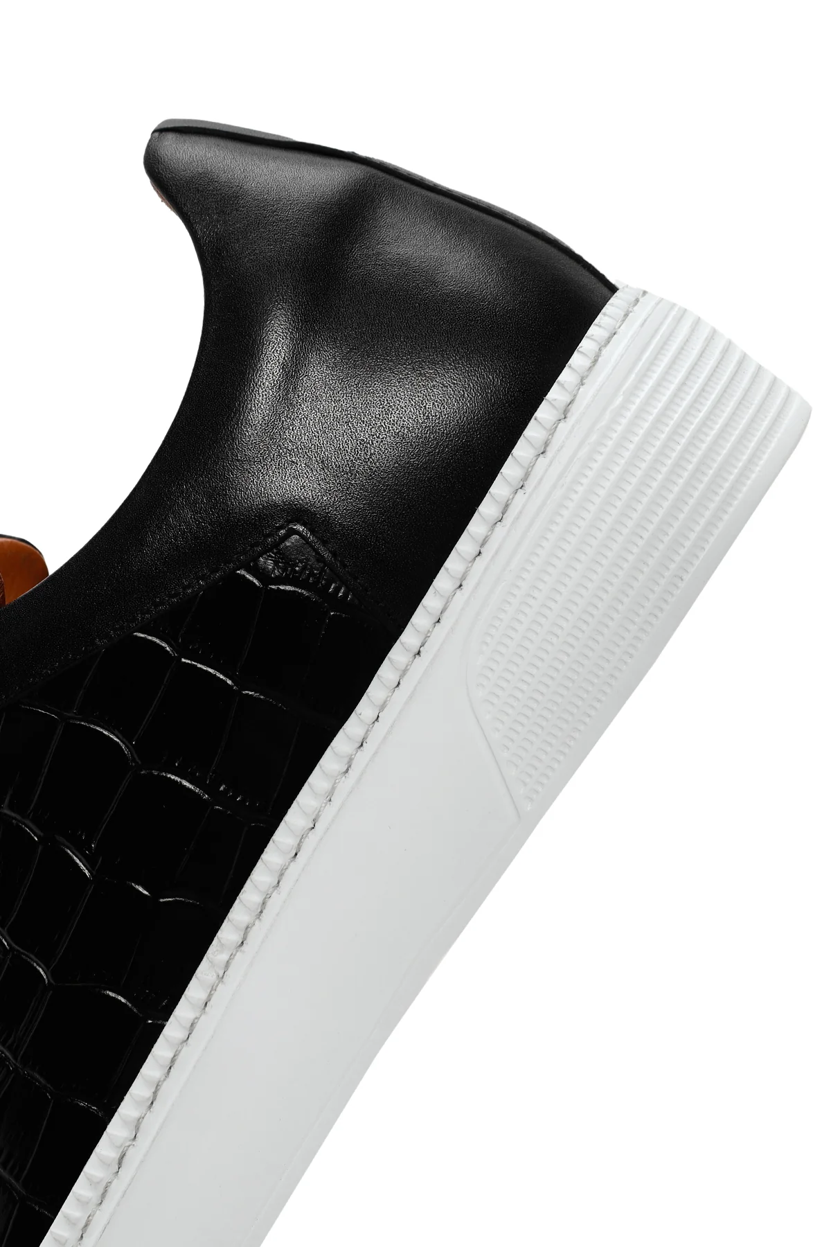 Erkek Siyah Kroko Deri Sneaker - Image 7