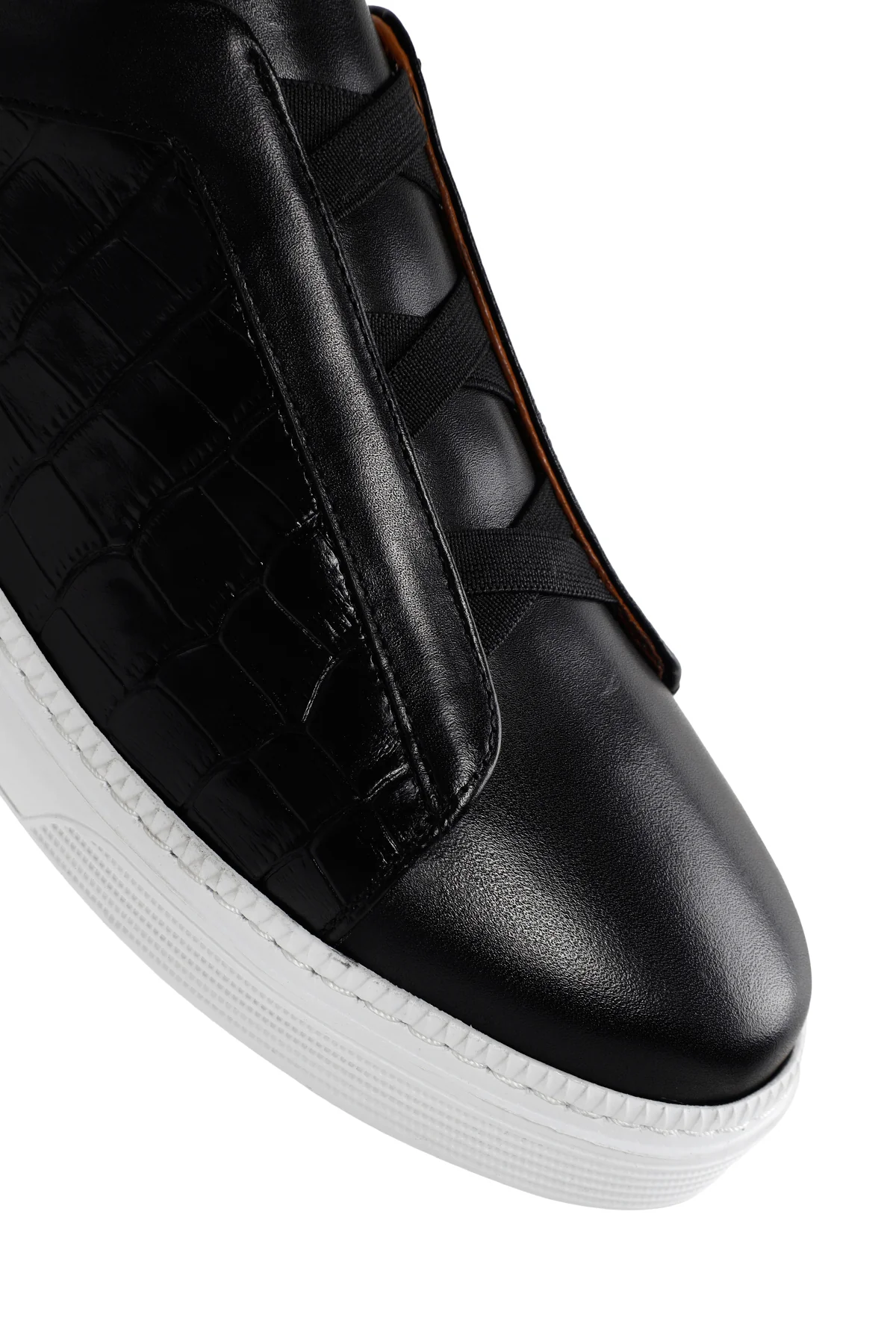 Erkek Siyah Kroko Deri Sneaker - Image 9