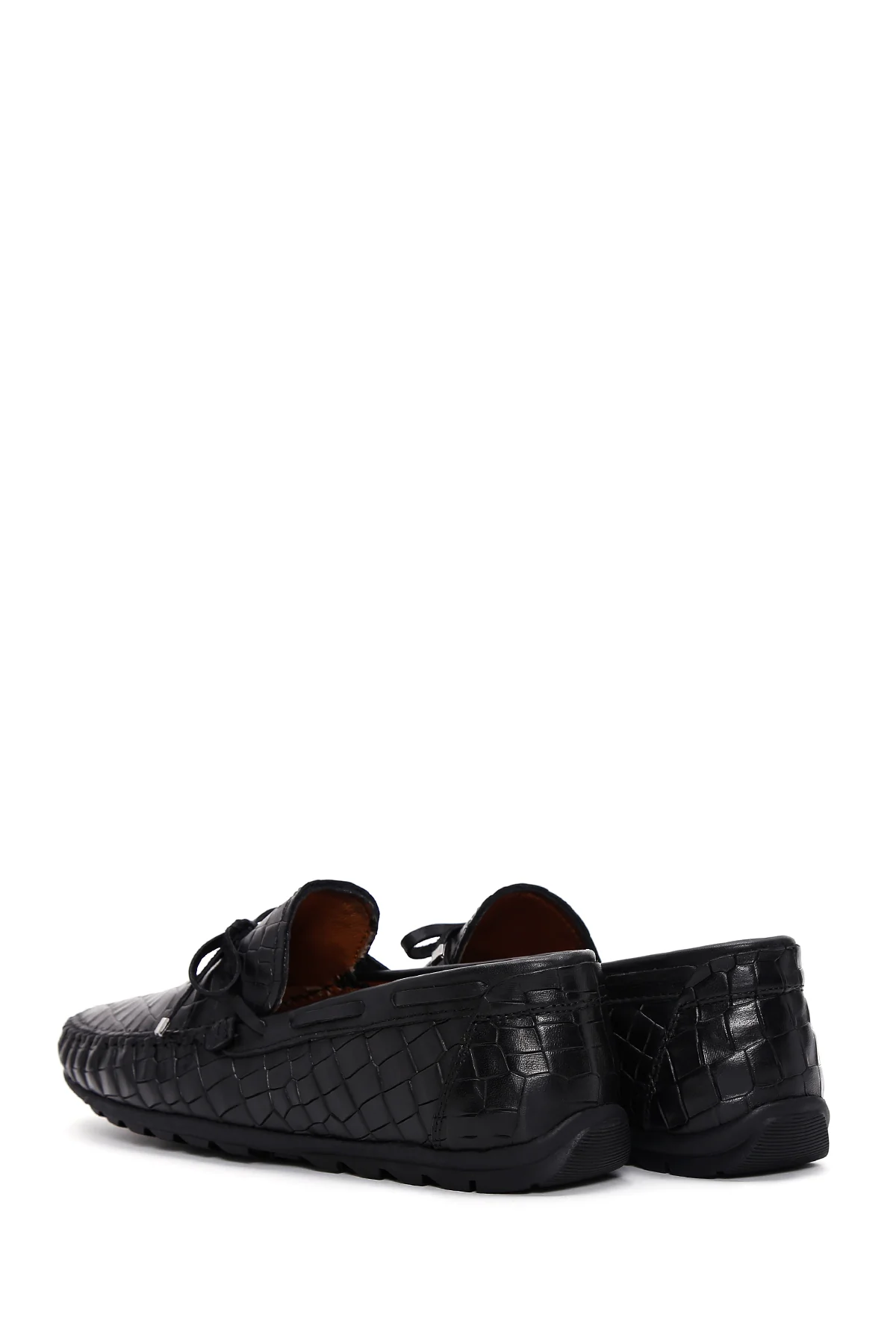 Erkek Siyah Kroko Desenli Deri Casual Loafer - Image 5
